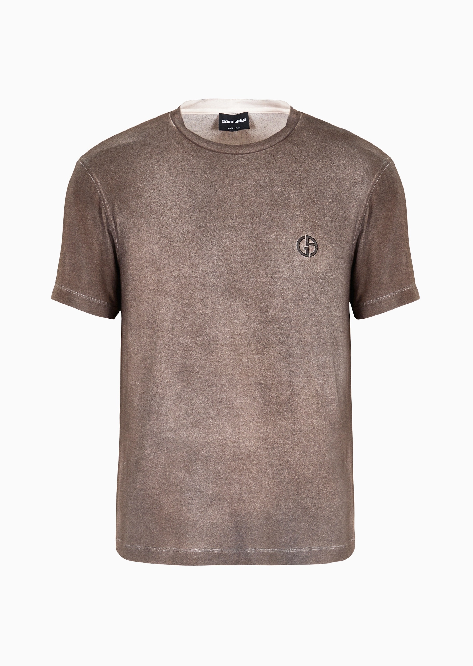 Giorgio Armani 男士莫代尔弹力合身短袖圆领喷绘印花T恤