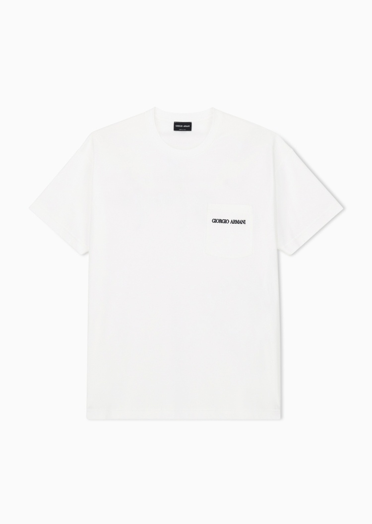Giorgio Armani 男士纯棉合身短袖圆领印花休闲T恤