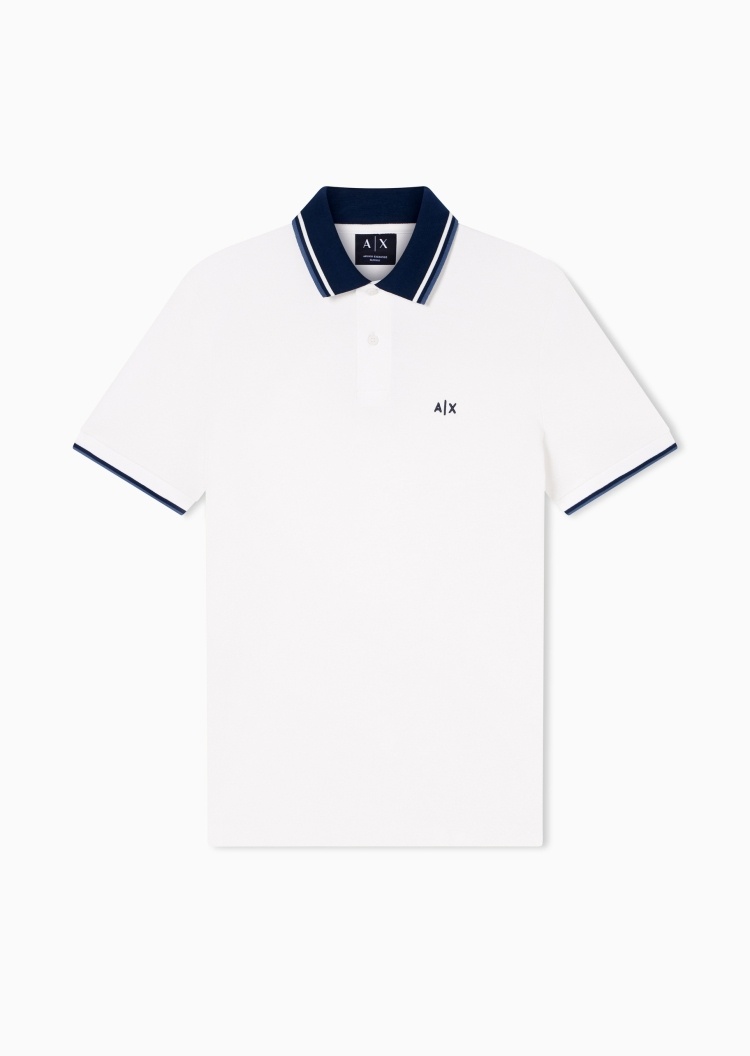 ARMANI EXCHANGE 男士翻领短袖老钱风撞色纯绵Polo衫