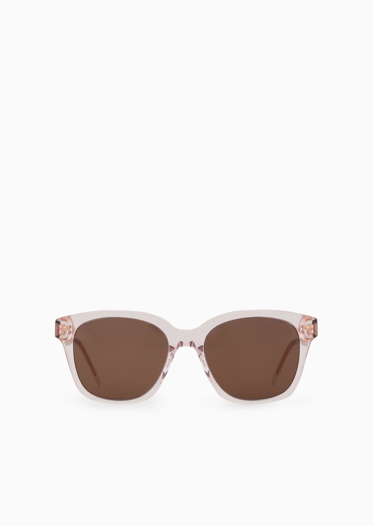 Giorgio Armani 女士透明粗框方形一体式鼻托太阳眼镜