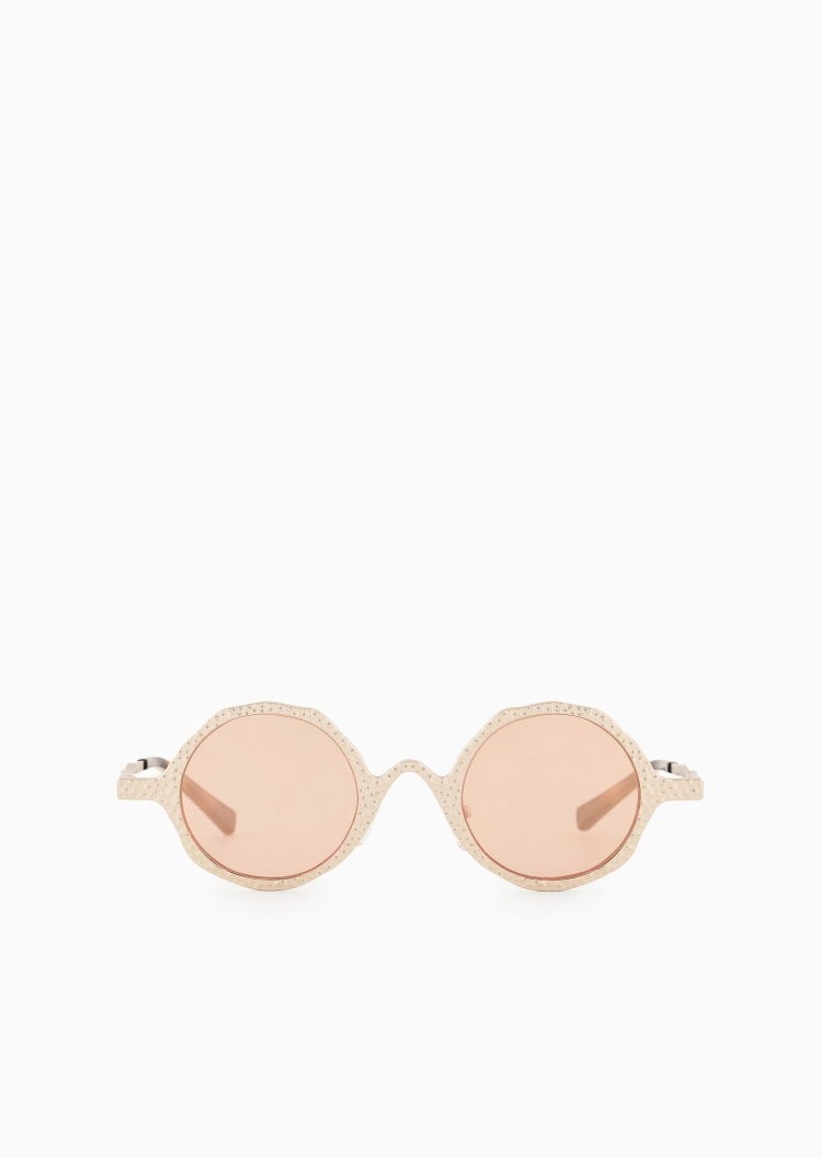 Emporio Armani 男士圆形哑光锤纹波浪镜腿太阳眼镜