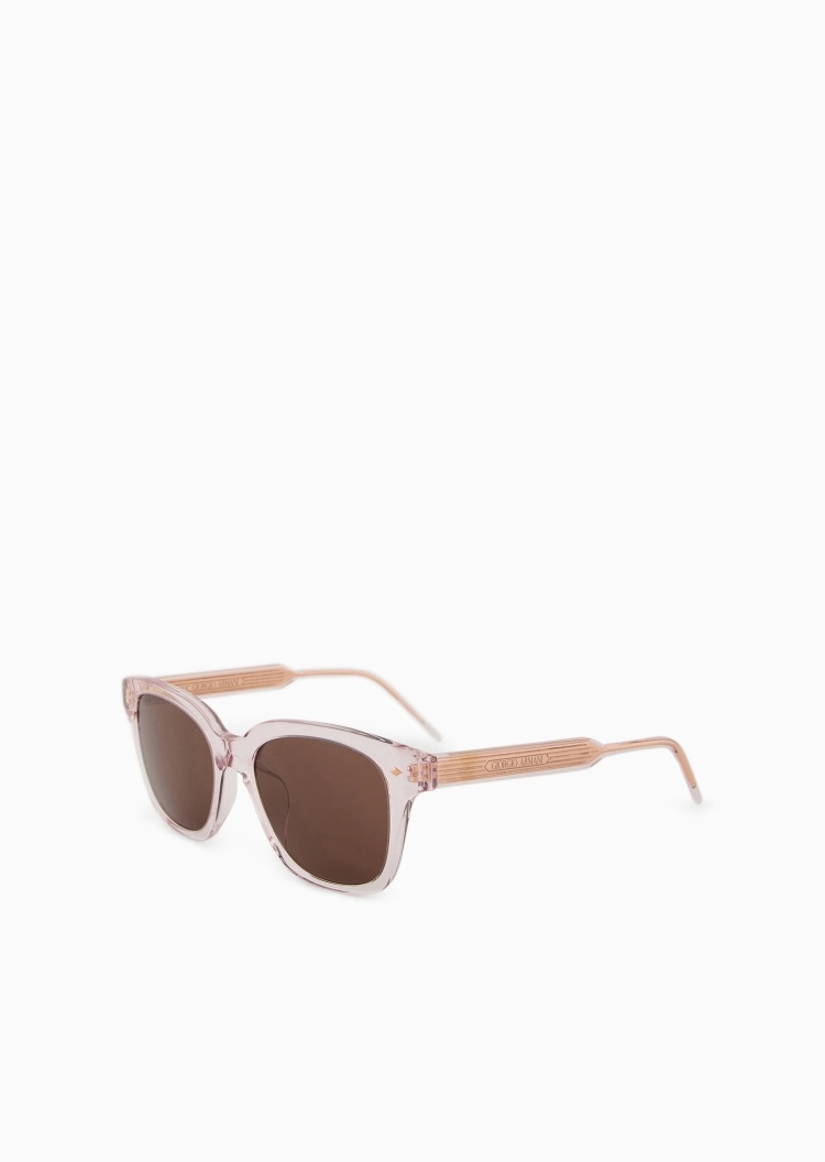 Giorgio Armani 女士透明粗框方形一体式鼻托太阳眼镜