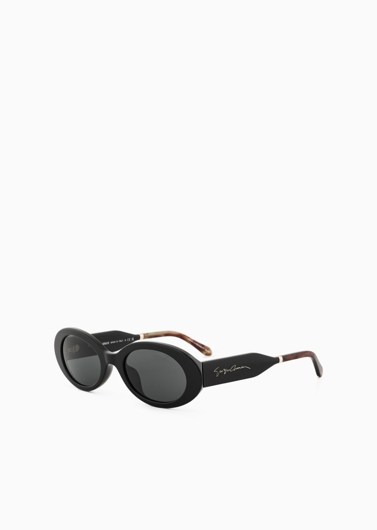 Giorgio Armani 女士椭圆形粗边框拼接镜腿太阳眼镜