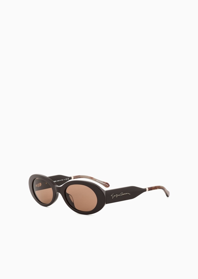 Giorgio Armani 女士椭圆形粗边框拼接镜腿太阳眼镜