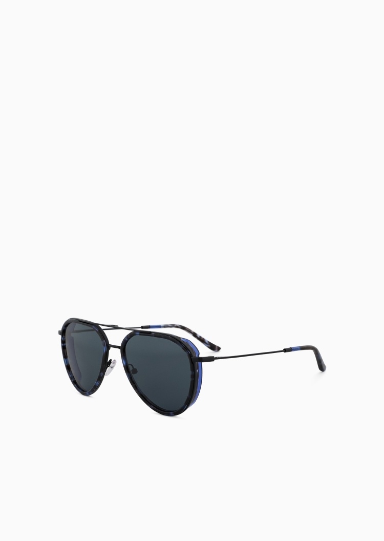 Emporio Armani 男士透明框飞行员复古斑纹太阳眼镜