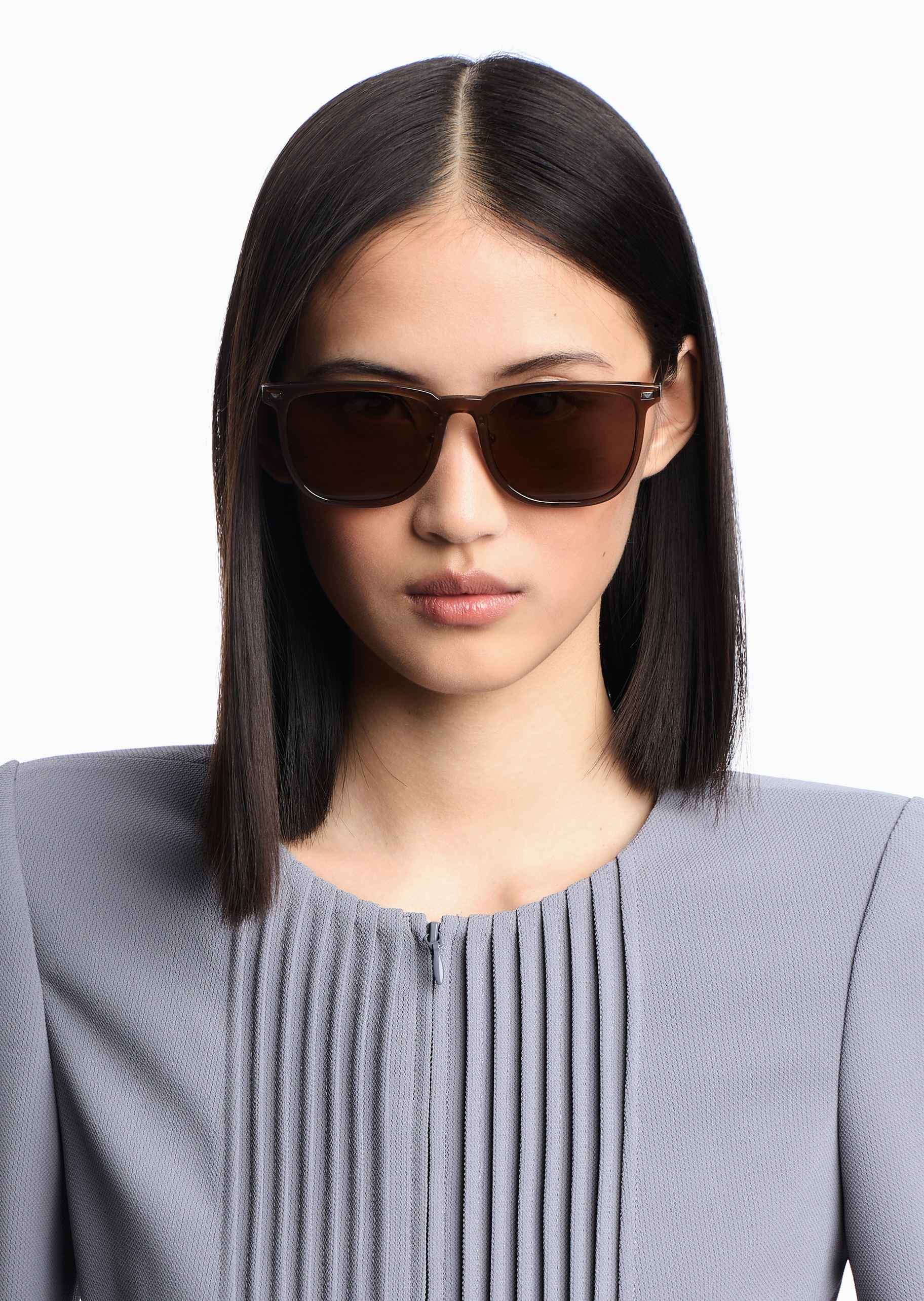Emporio Armani 男女同款不规则透明框都市休闲太阳眼镜