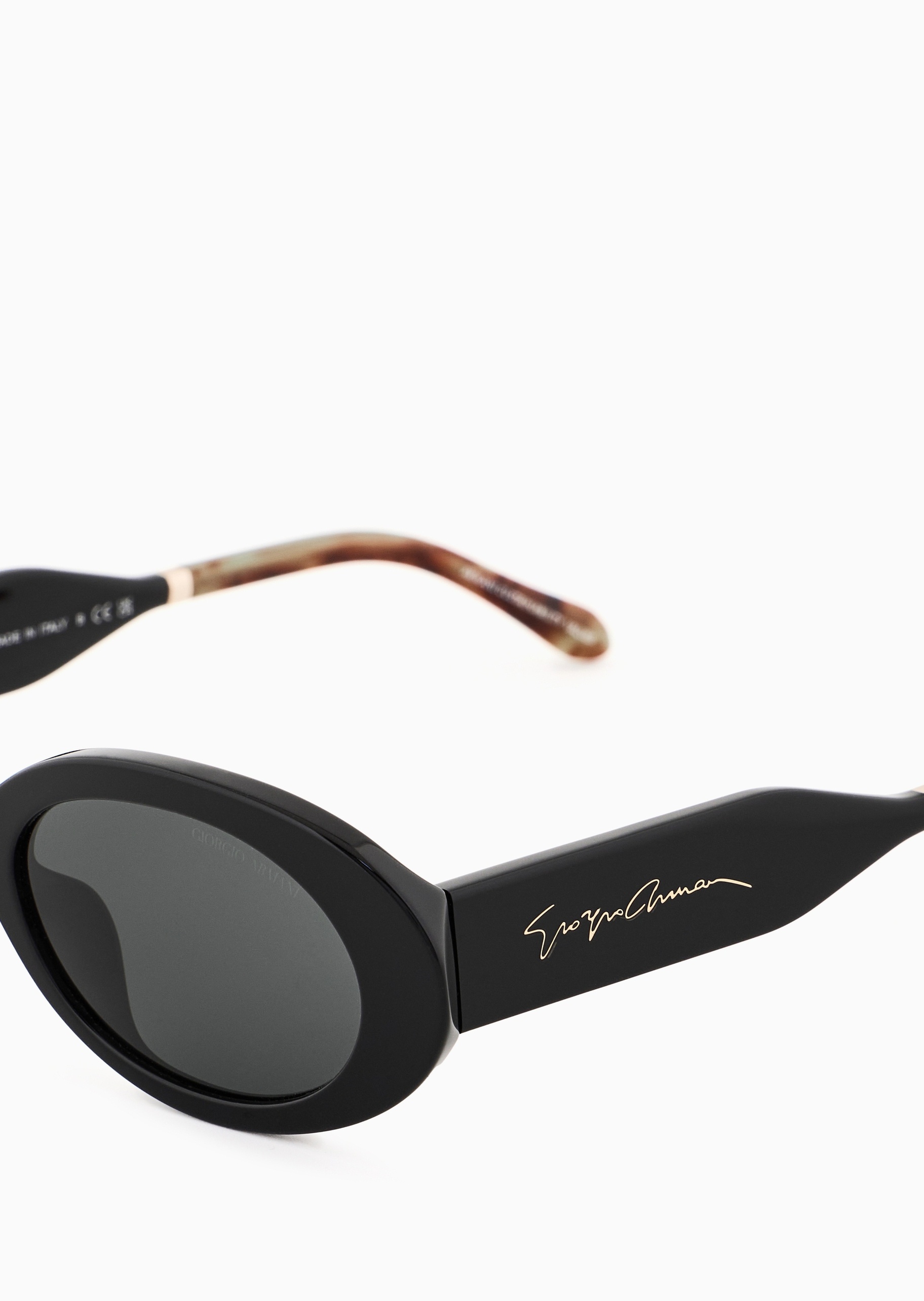 Giorgio Armani 女士椭圆形粗边框拼接镜腿太阳眼镜