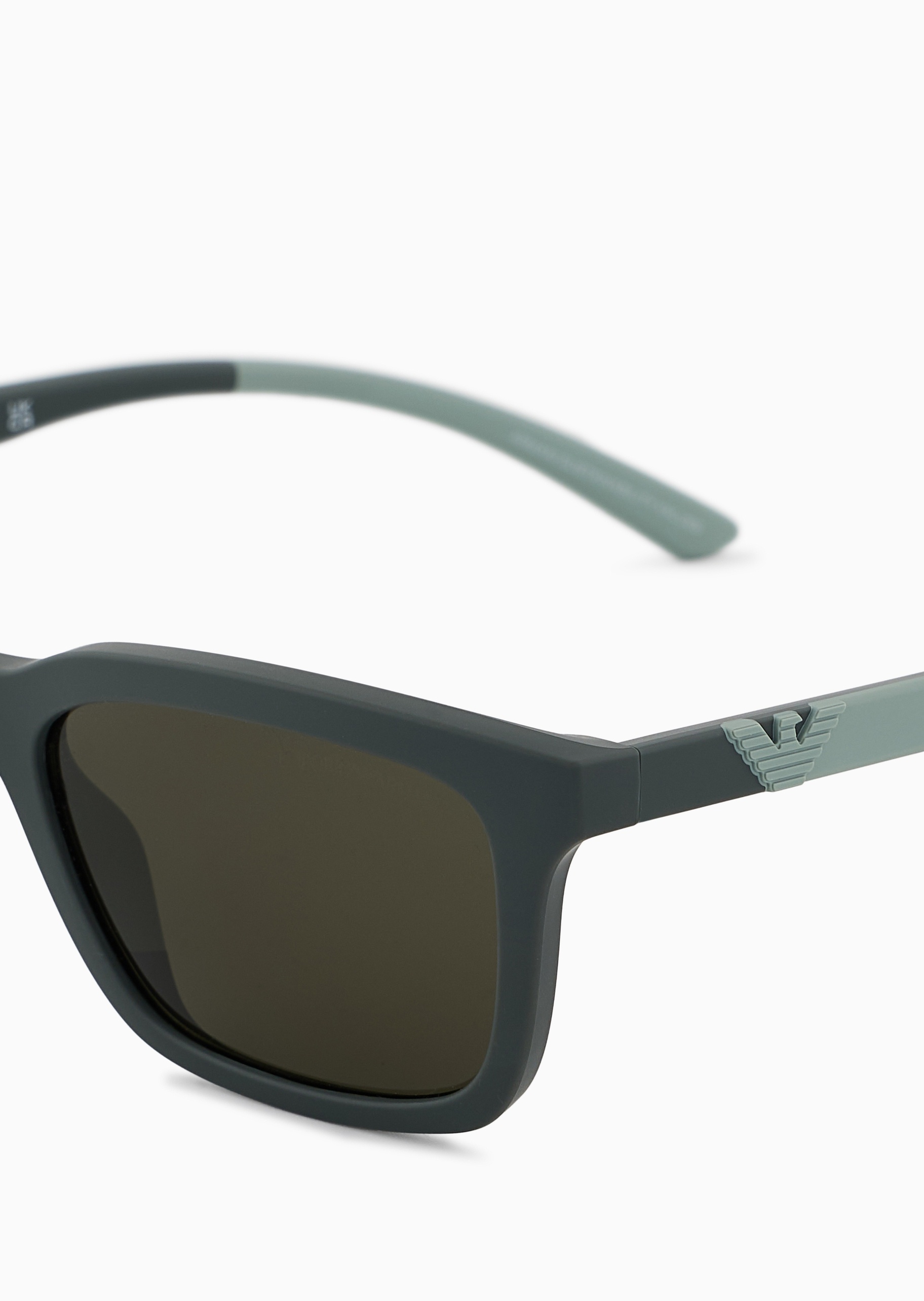 Emporio Armani 男士哑光矩形边框拼色镜腿太阳眼镜