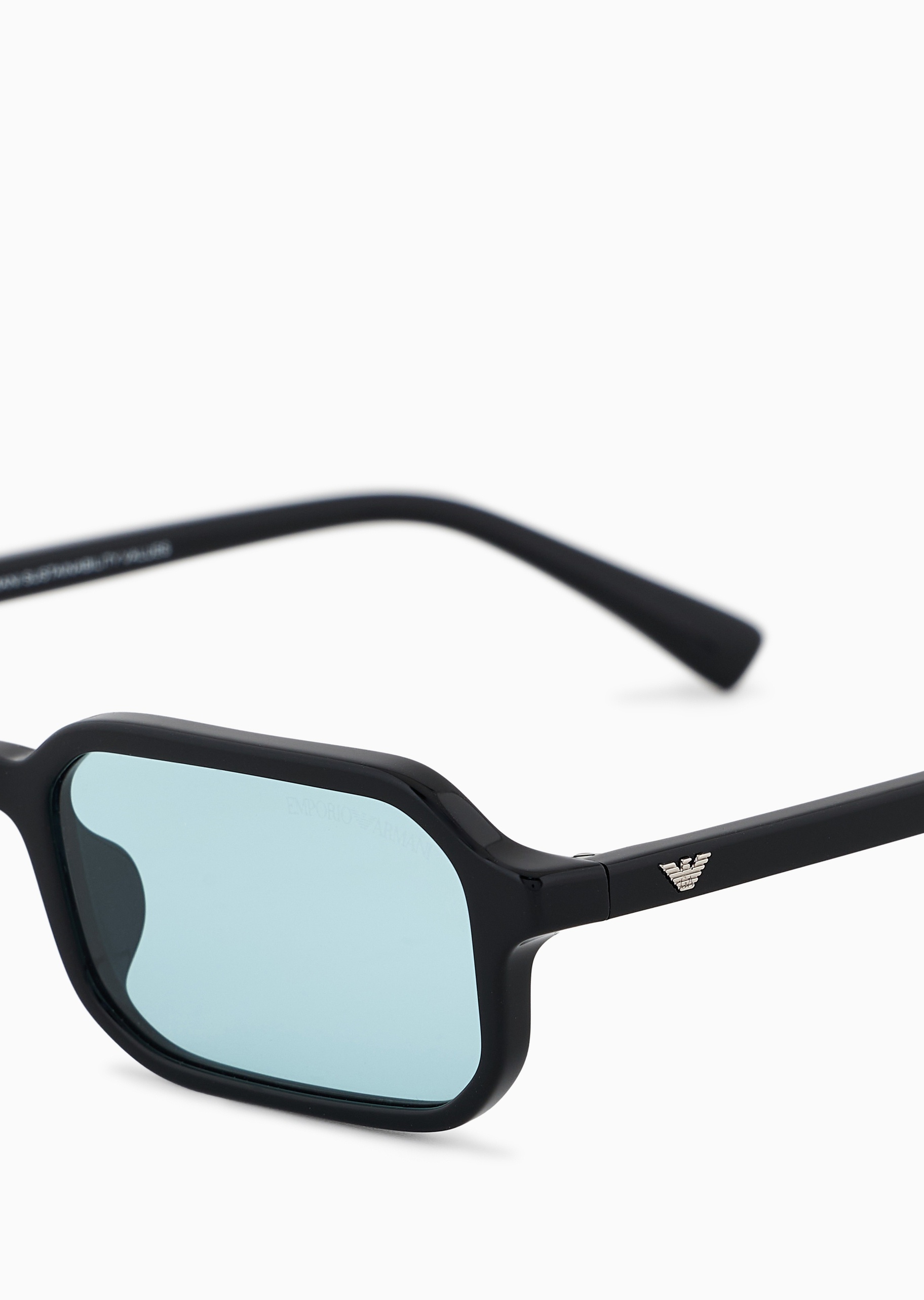 Emporio Armani 男士矩形黑框一体鼻托时尚太阳眼镜
