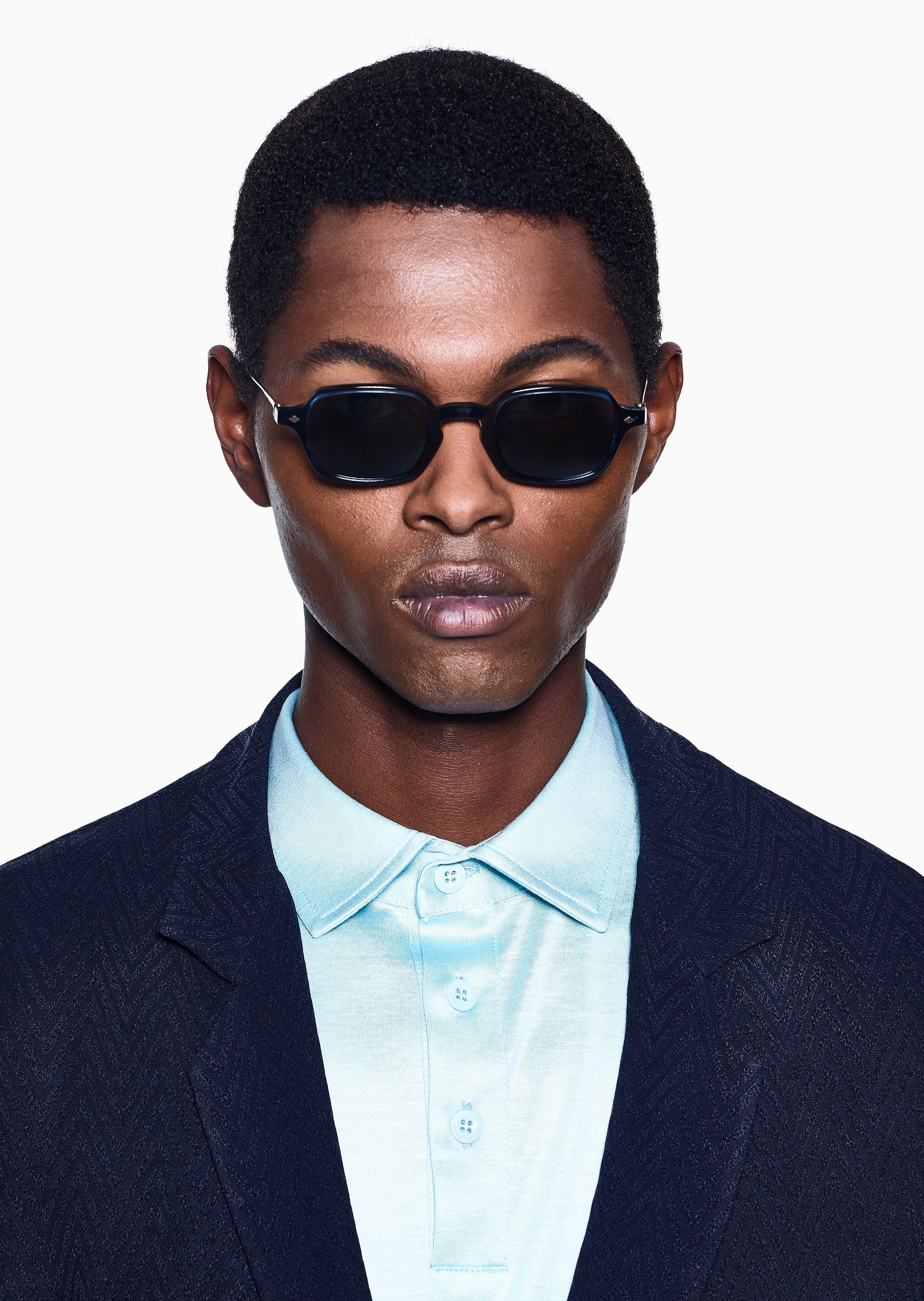 Giorgio Armani 男士矩形边框金属镜腿时尚遮阳太阳眼镜