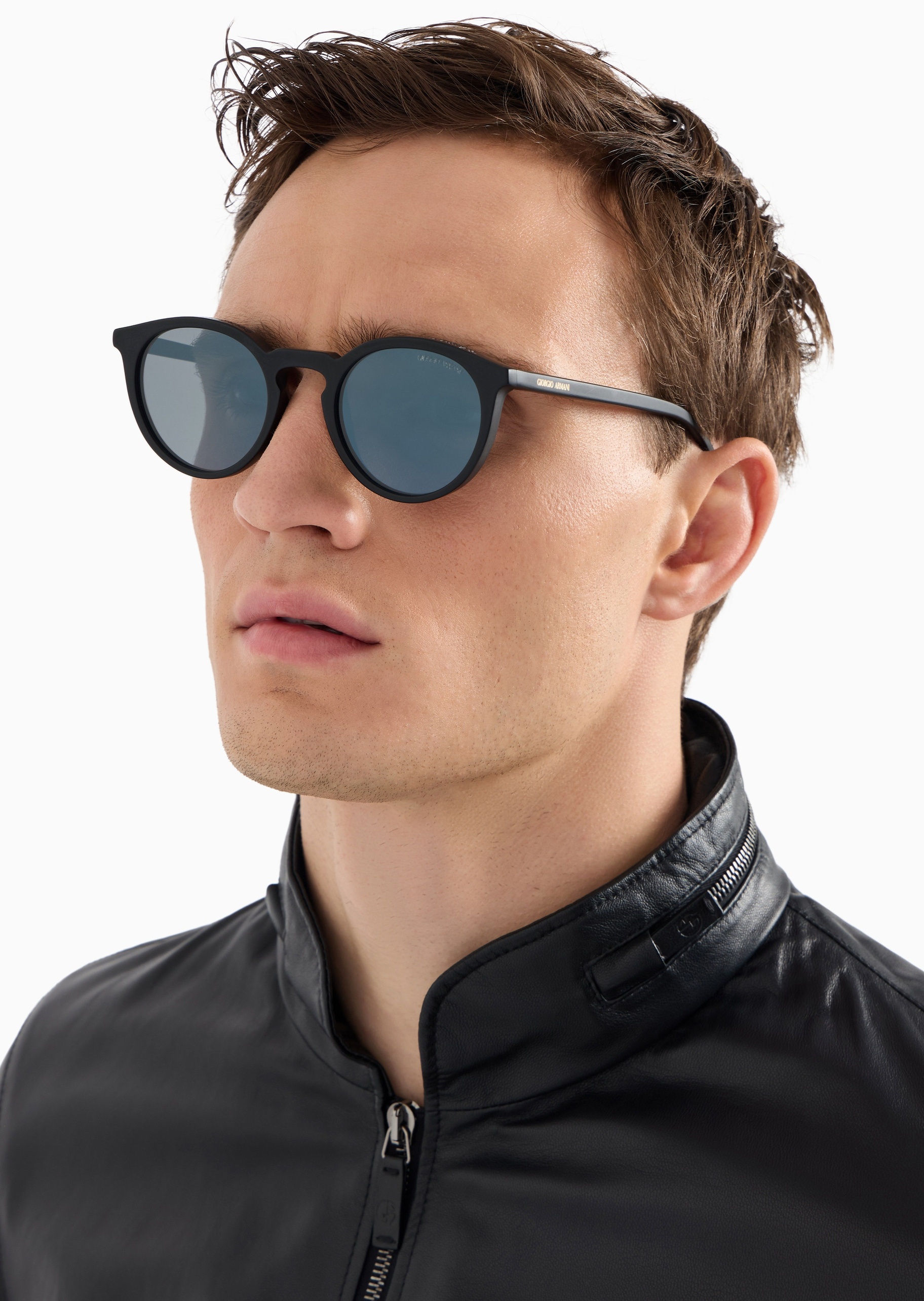 Giorgio Armani 男士圆形哑光边框时尚简约太阳眼镜