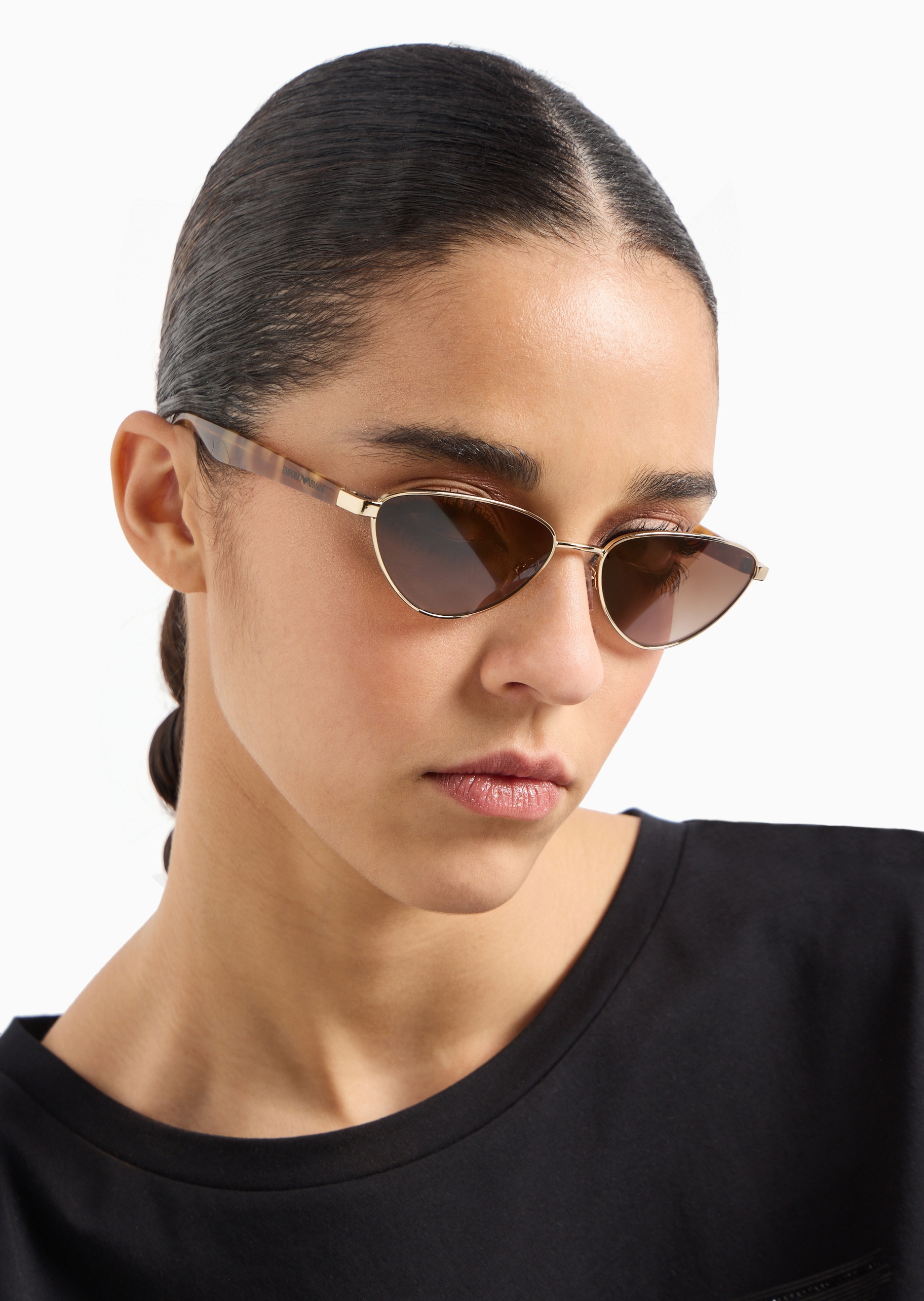 Emporio Armani 女士不规则形细框个性前卫太阳眼镜