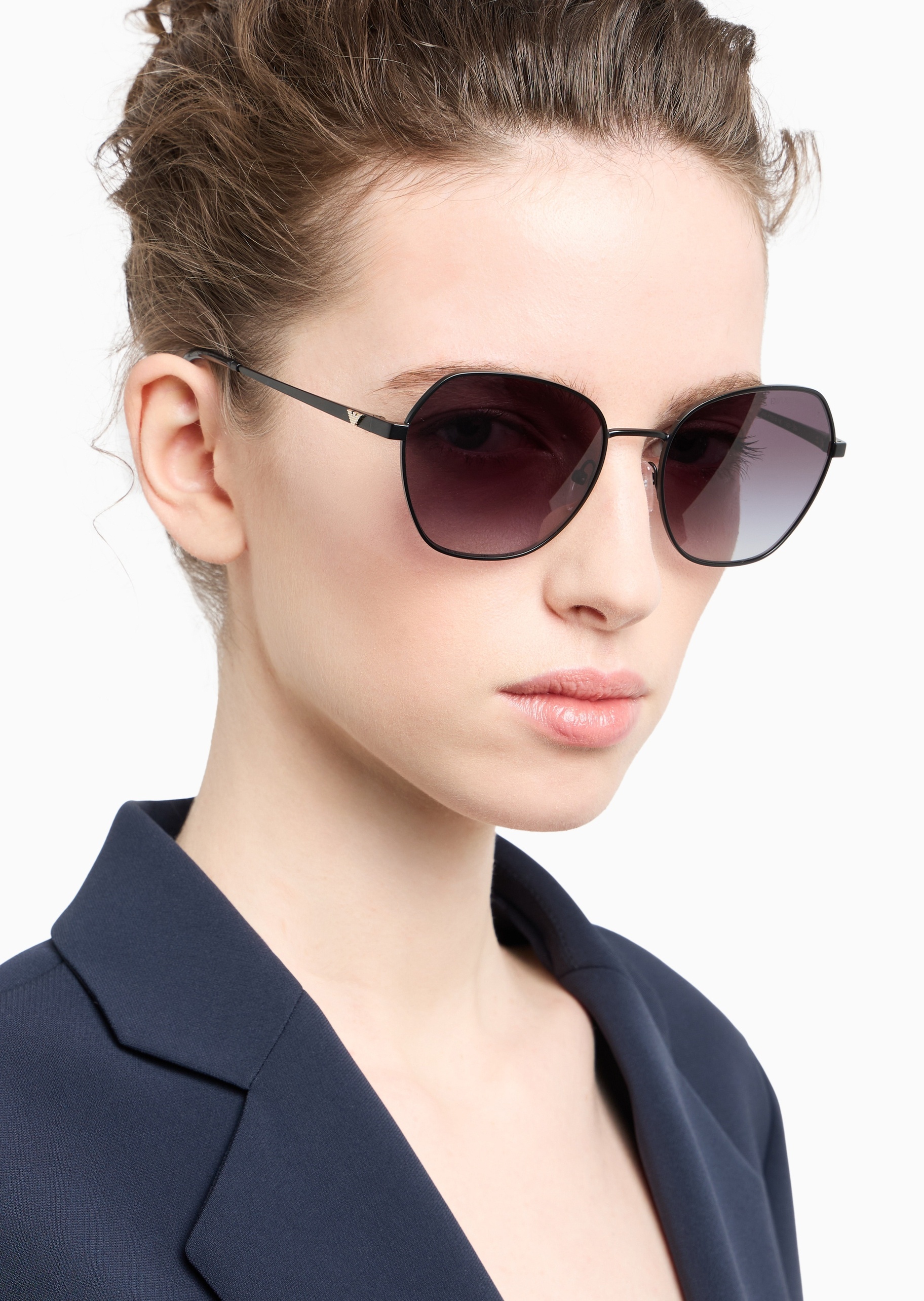 Emporio Armani 女士不规则形细框渐变镜片太阳眼镜