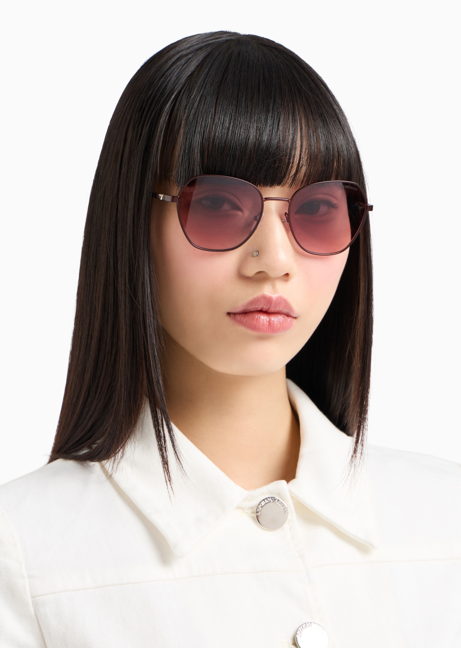 Emporio Armani 女士不规则形细框渐变镜片太阳眼镜