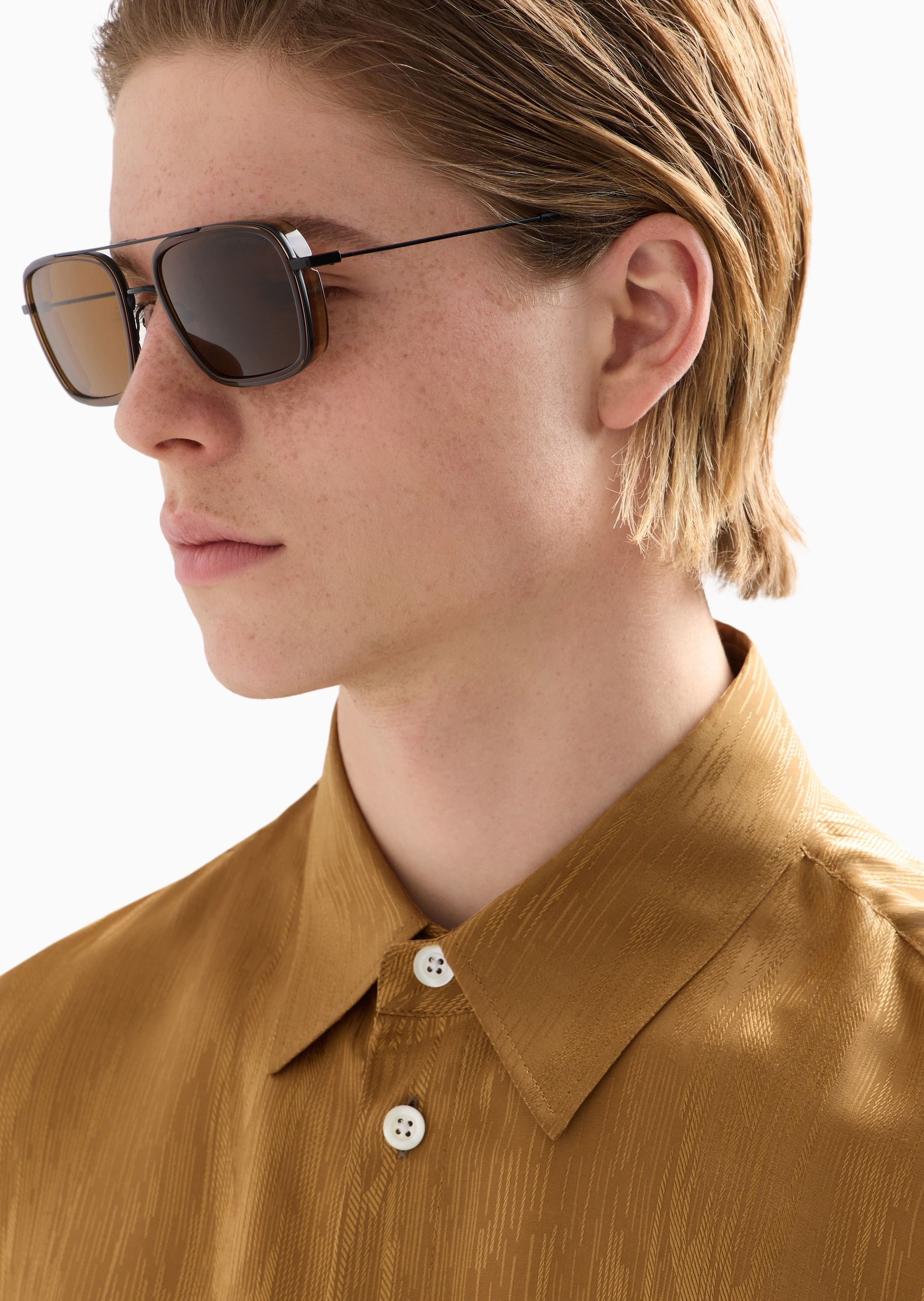 Emporio Armani 男士正方形双鼻桥潮流个性太阳眼镜