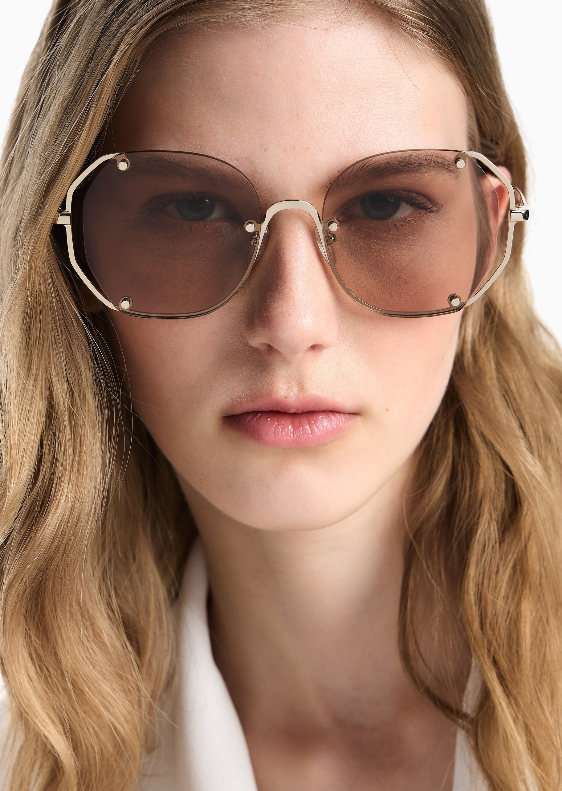 Emporio Armani 女士不规则形镂空个性前卫太阳眼镜