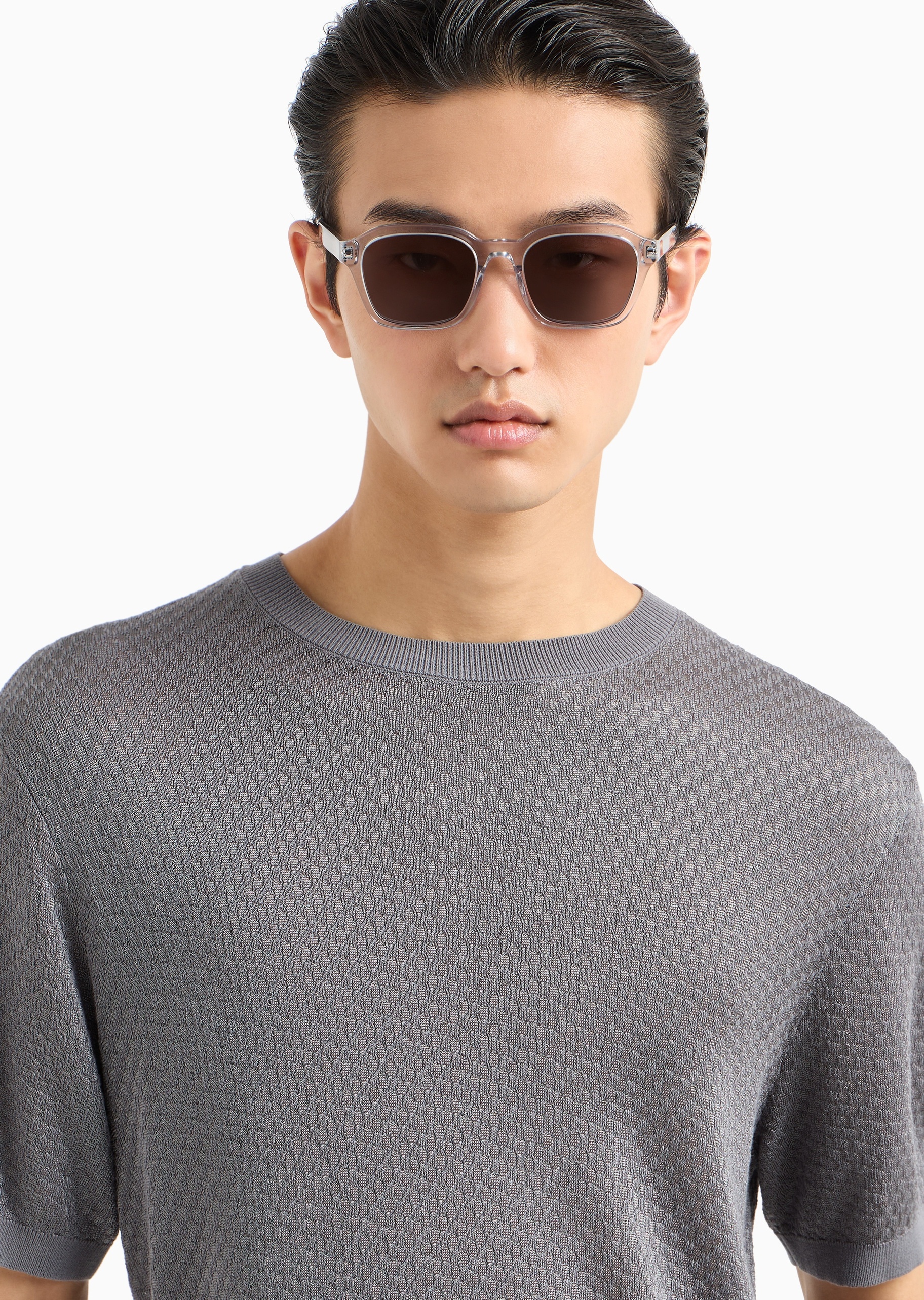 Emporio Armani 男士不规则透明框潮流休闲太阳眼镜