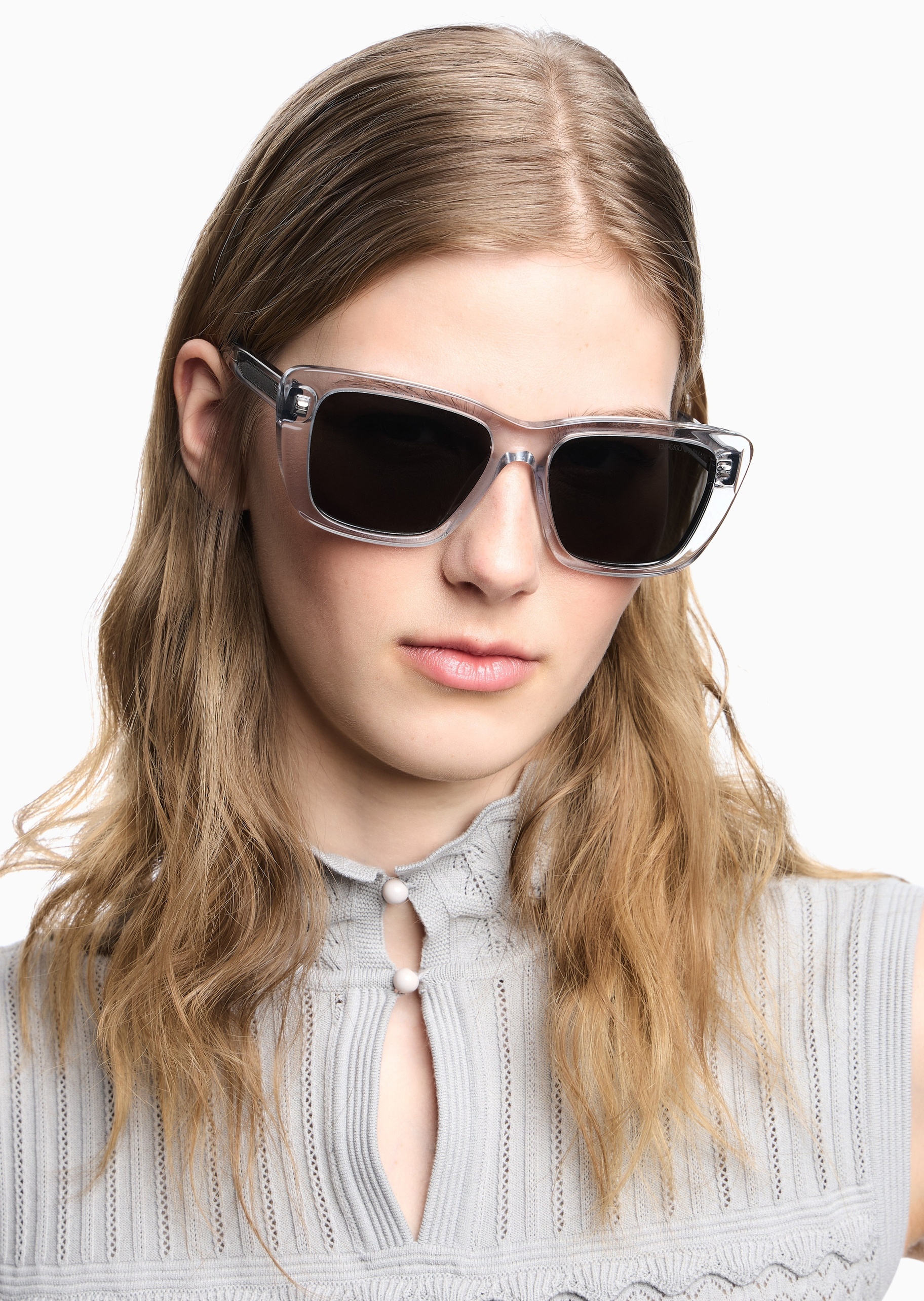Emporio Armani 女士猫眼形透明粗框清新时尚太阳眼镜