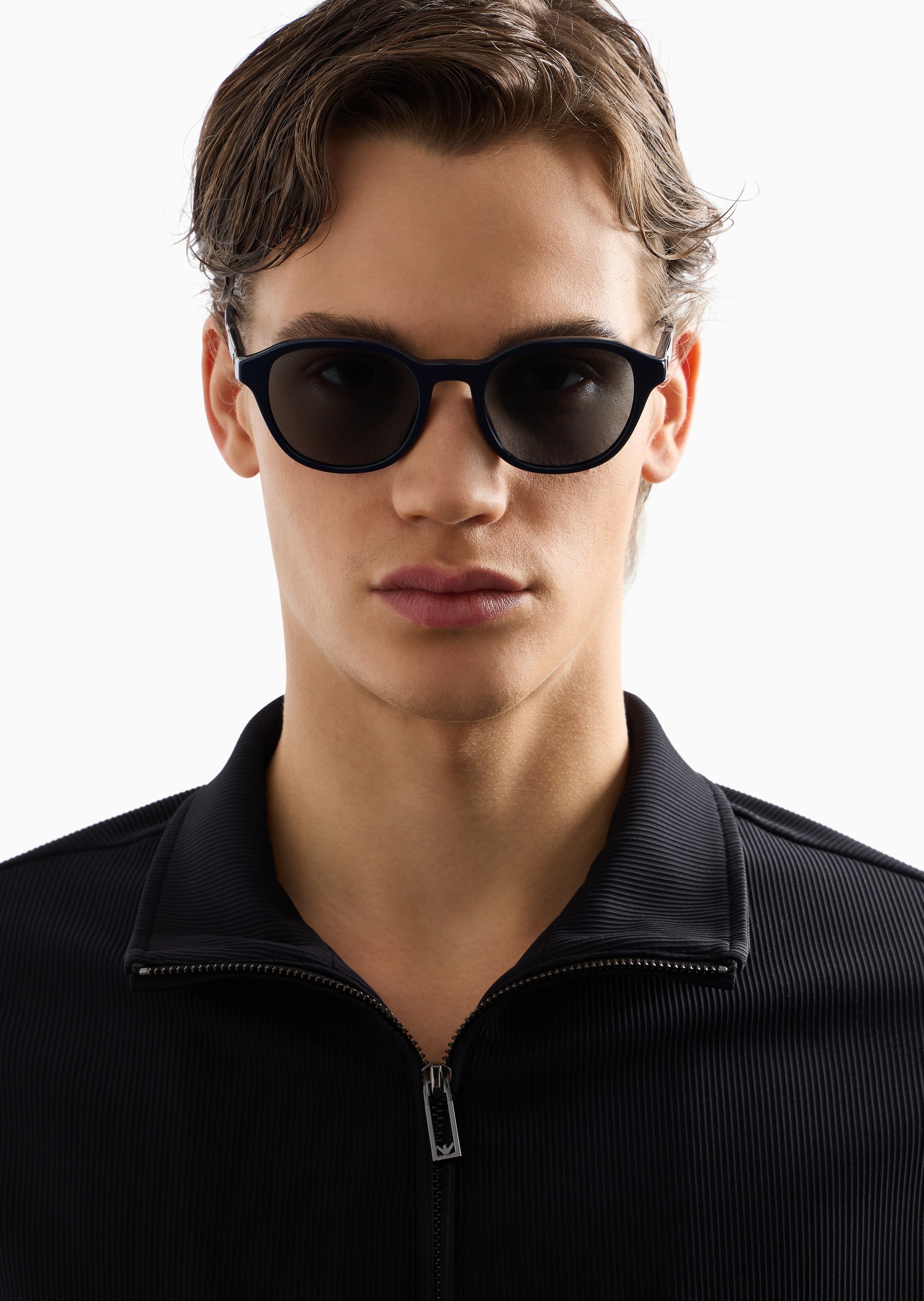 Emporio Armani 男士圆形边框时尚都市遮阳太阳眼镜