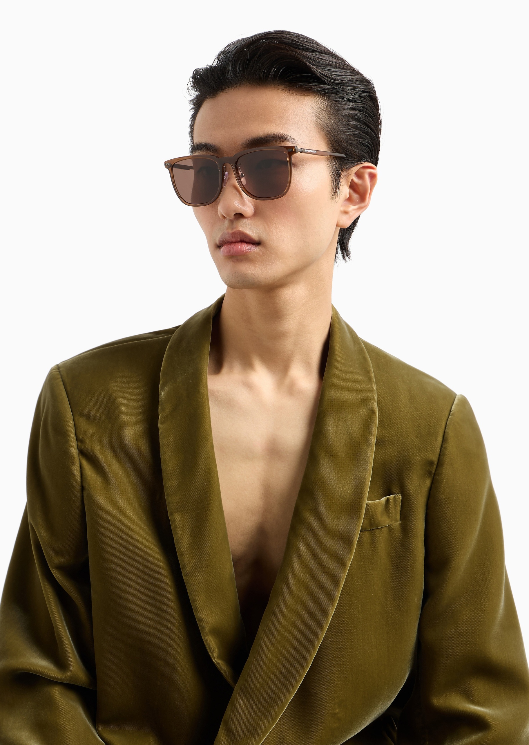 Emporio Armani 男女同款不规则透明框都市休闲太阳眼镜
