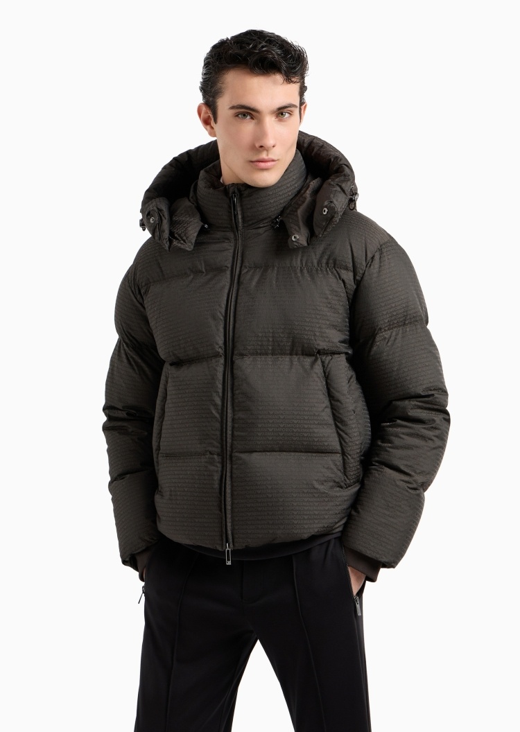 Emporio Armani 男女同款短款加厚可拆连帽保暖面包服羽绒服