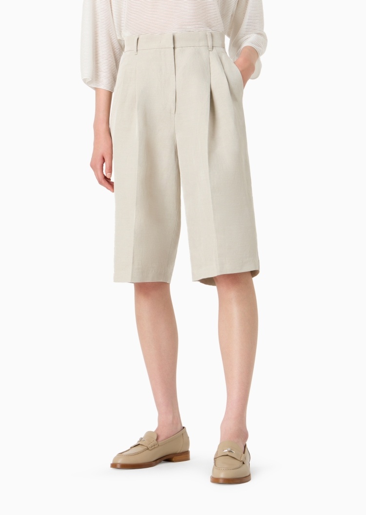 Emporio Armani 女士宽松短款直筒纯色简约休闲裤