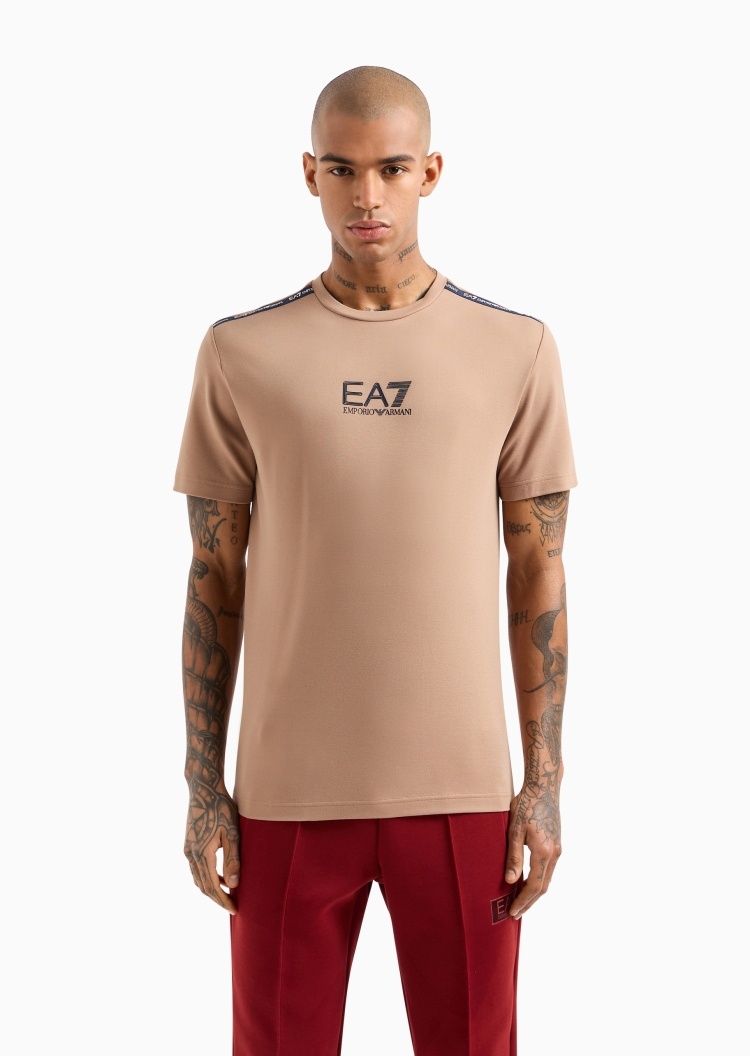 EA7 男士弹力合身短袖圆领印花运动T恤