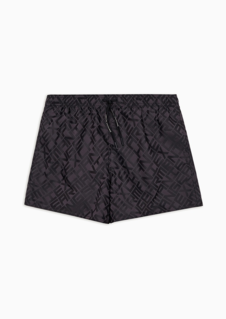 ARMANI EXCHANGE 男士系带短款满印字母徽标沙滩裤