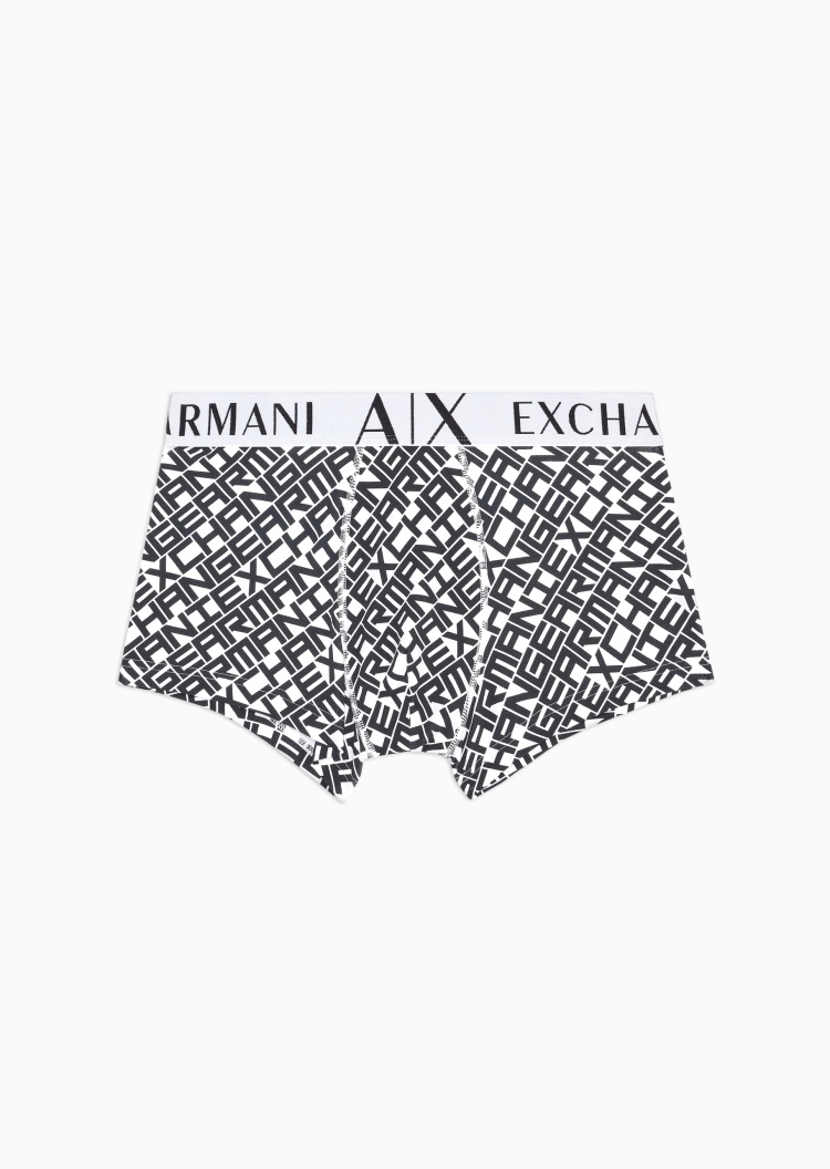 ARMANI EXCHANGE 男士纯棉弹力平角满印字母徽标内裤