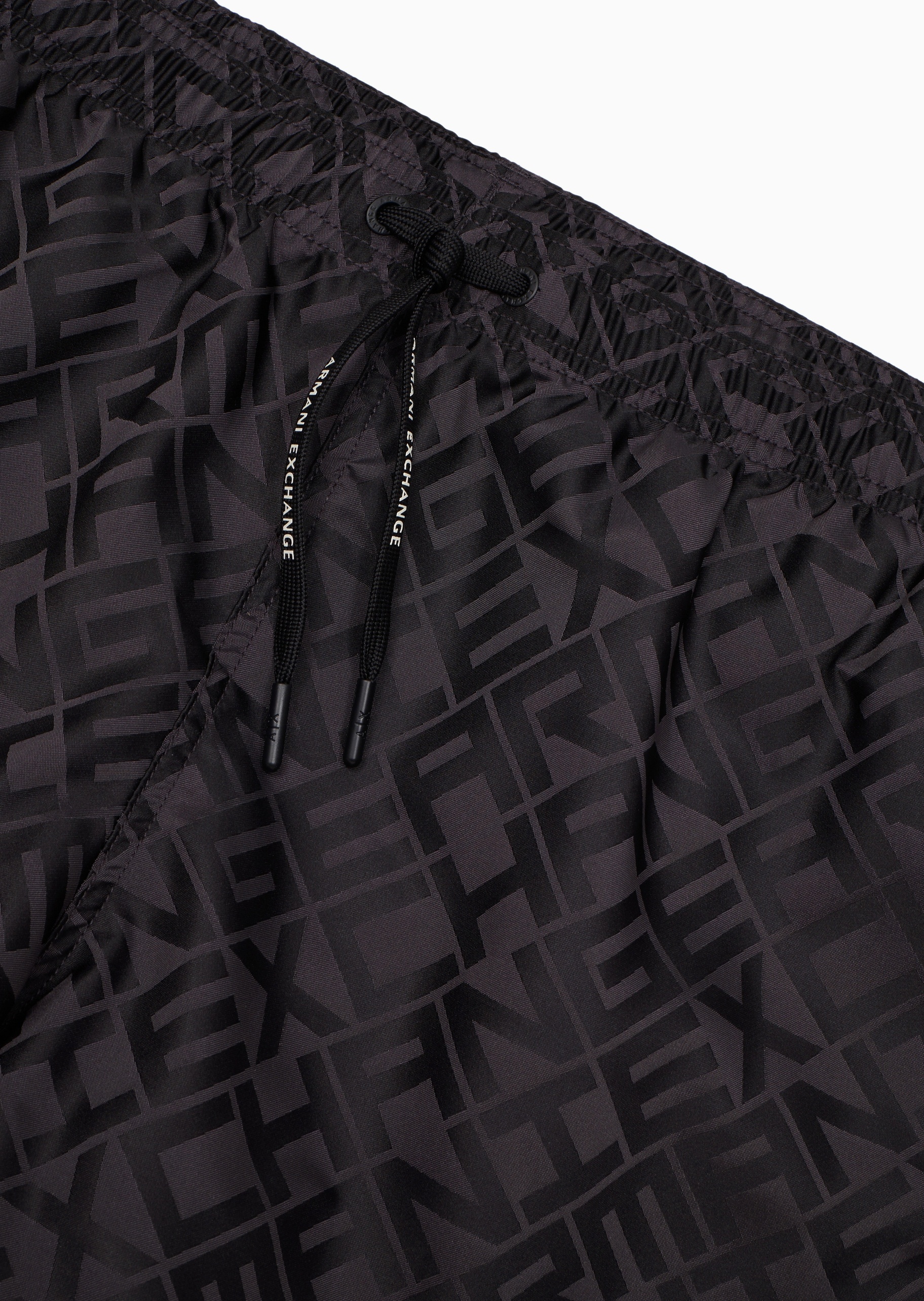 ARMANI EXCHANGE 男士系带短款满印字母徽标沙滩裤