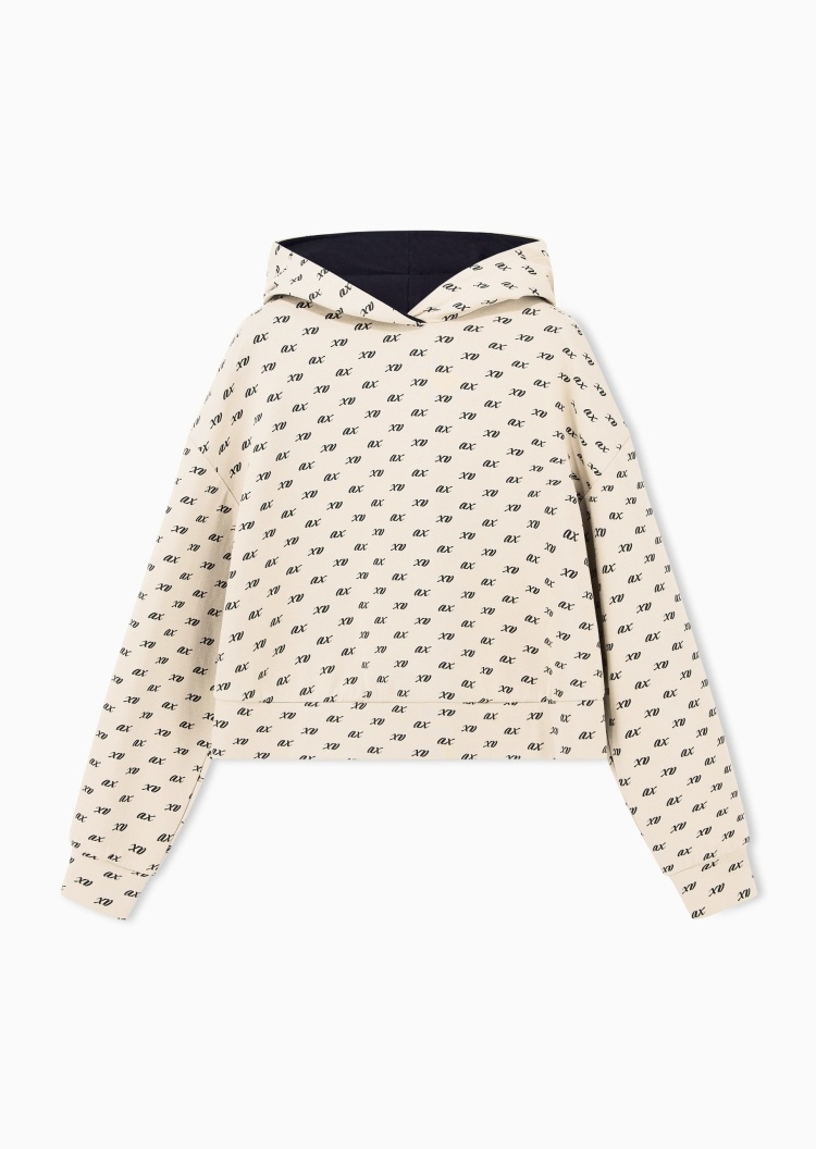 ARMANI EXCHANGE 女士宽松短款连帽落肩通体印花卫衣
