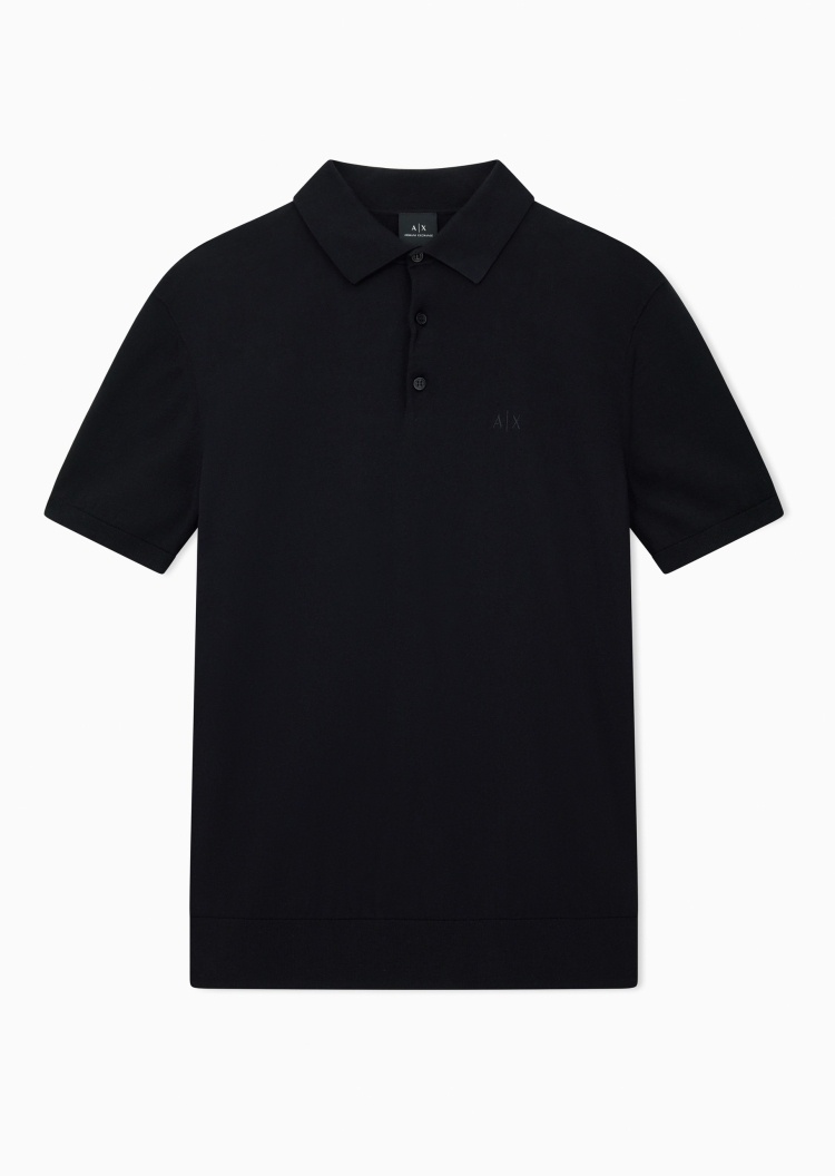 ARMANI EXCHANGE 男士纯棉合身短袖翻领纯色针织Polo衫