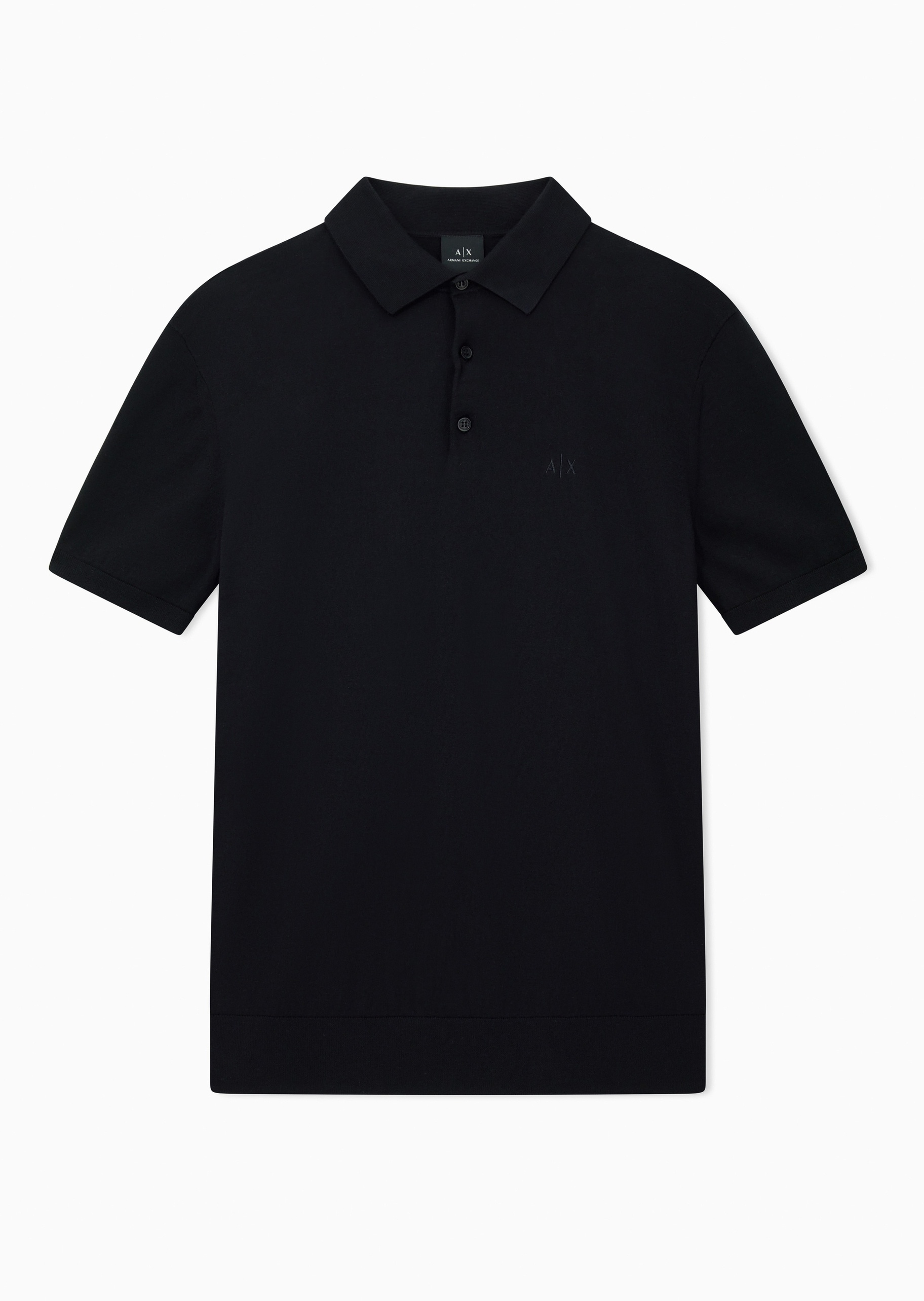 ARMANI EXCHANGE 男士纯棉合身短袖翻领纯色针织Polo衫