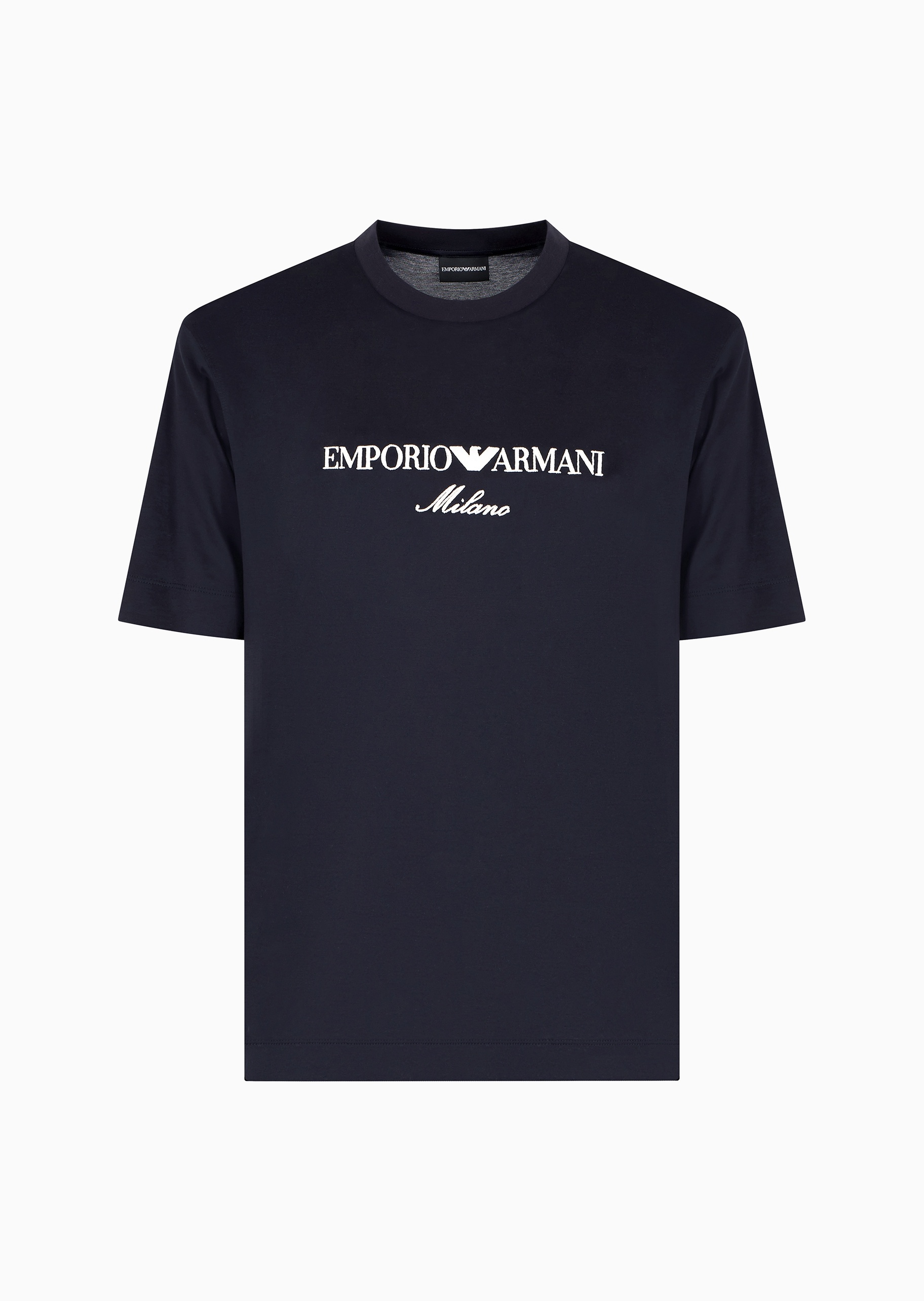 Emporio Armani 男士莱赛尔宽松短袖圆领正肩刺绣T恤