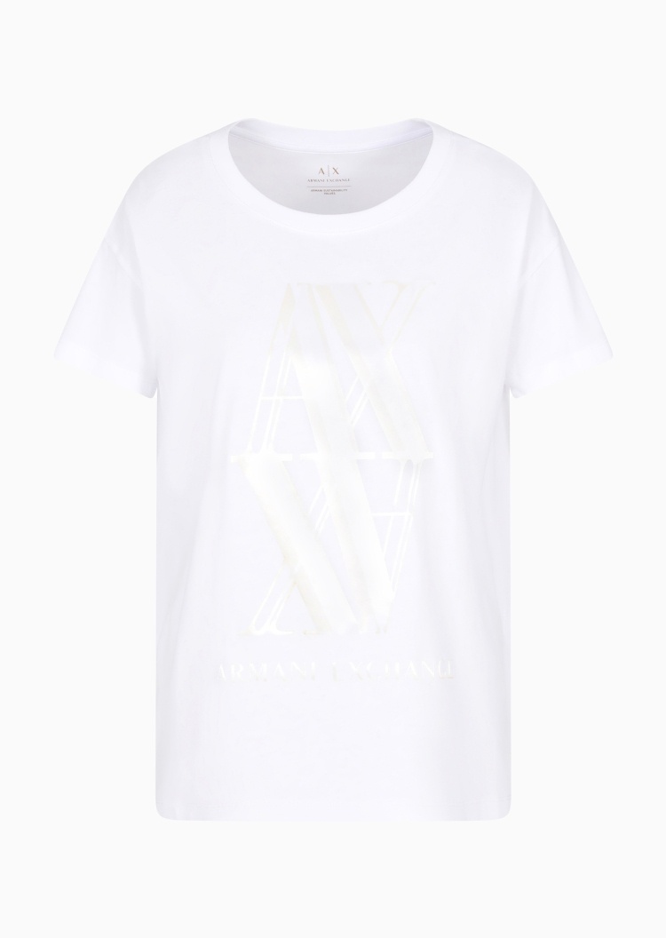 ARMANI EXCHANGE 女士宽松短袖圆领LOGO印花T恤