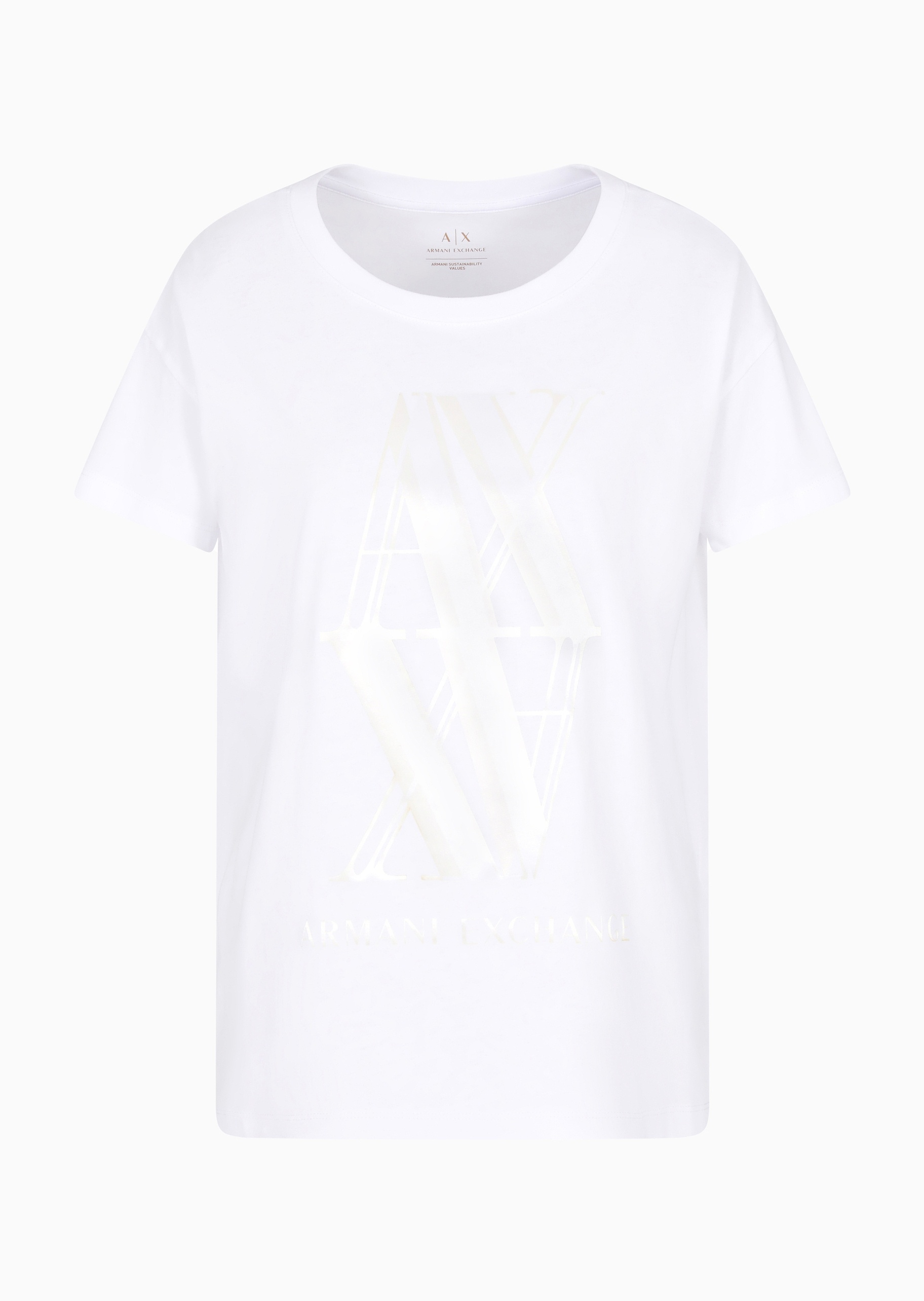 ARMANI EXCHANGE 女士宽松短袖圆领LOGO印花T恤