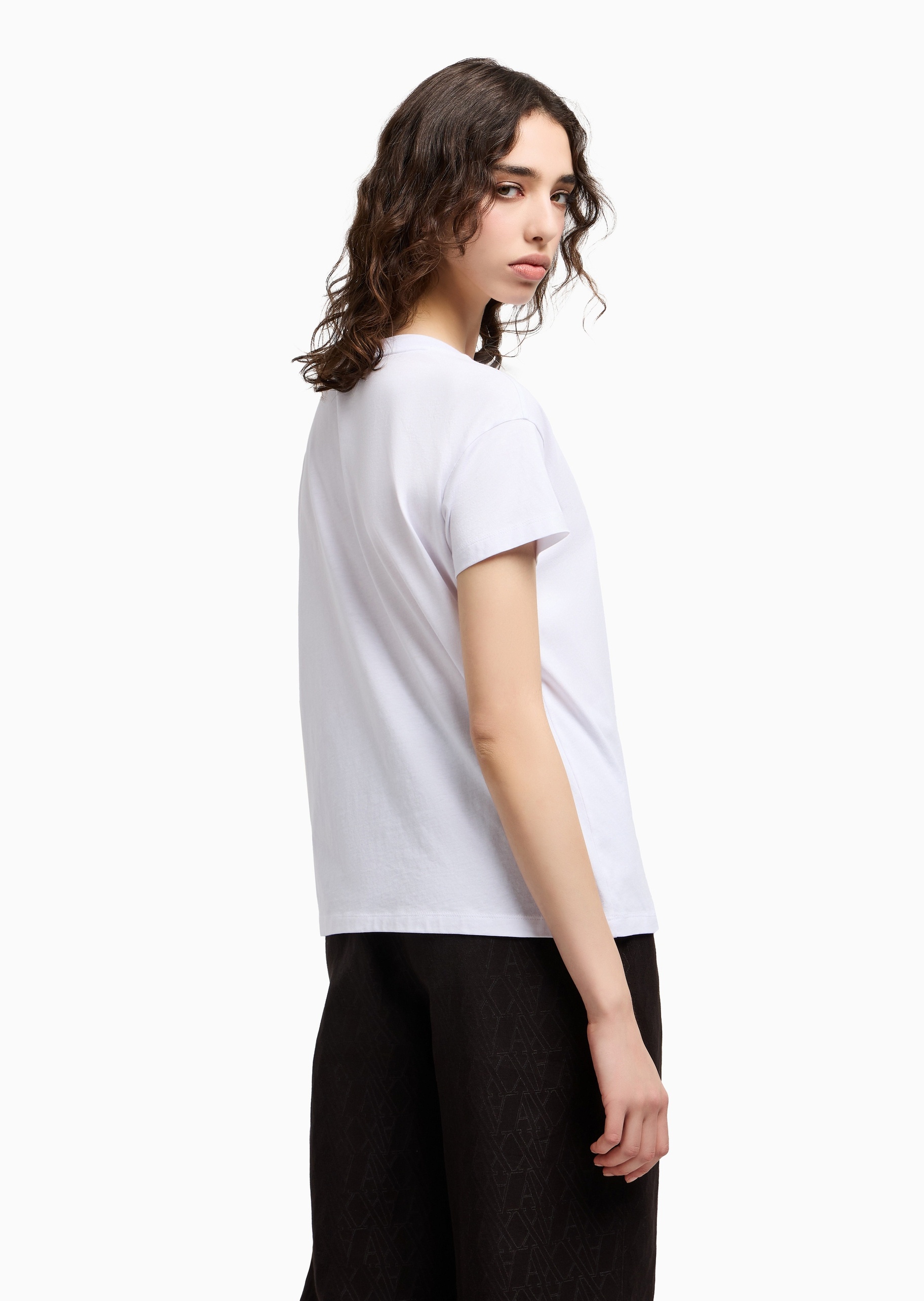 ARMANI EXCHANGE 女士宽松短袖圆领LOGO印花T恤