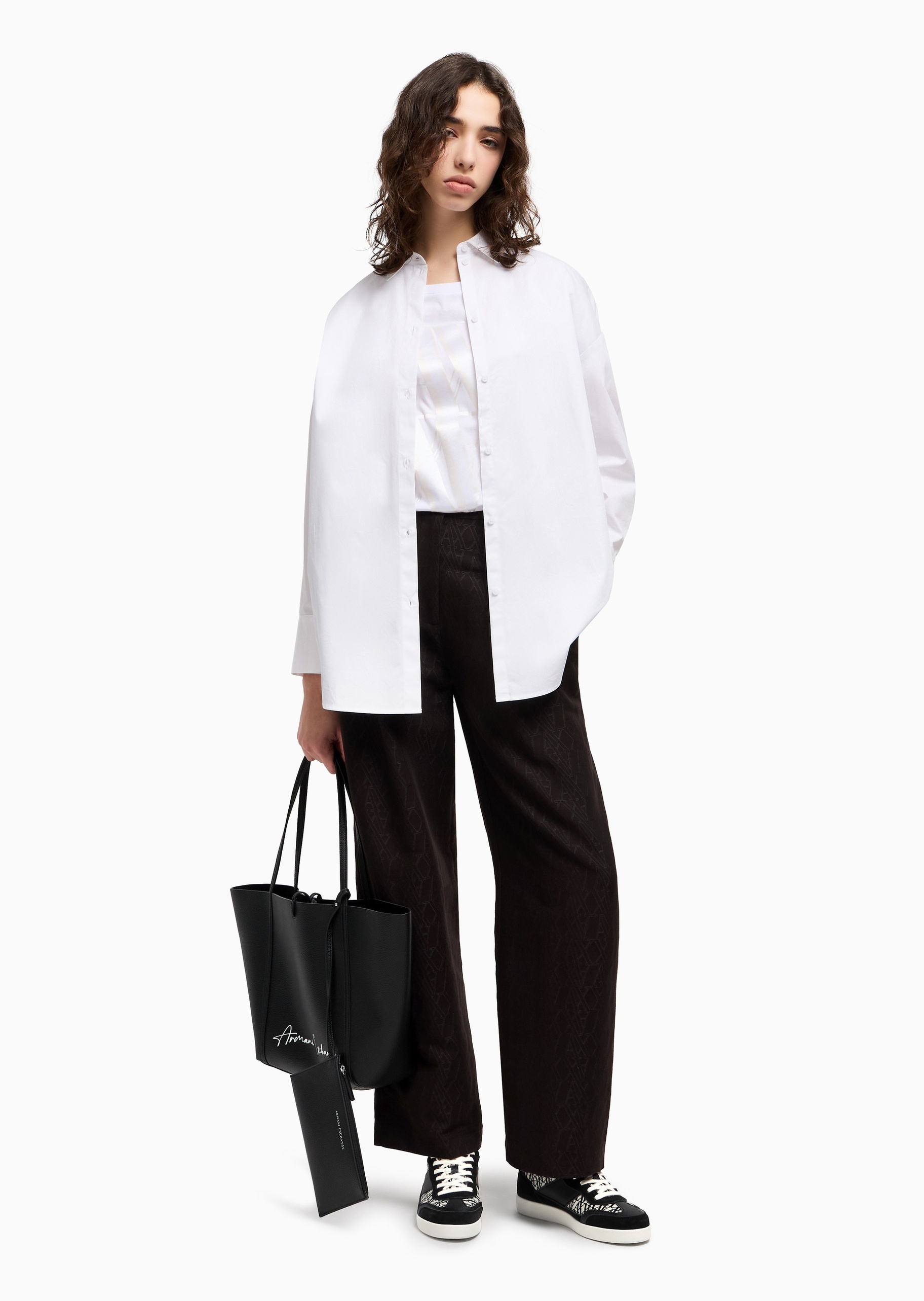 ARMANI EXCHANGE 女士宽松短袖圆领LOGO印花T恤