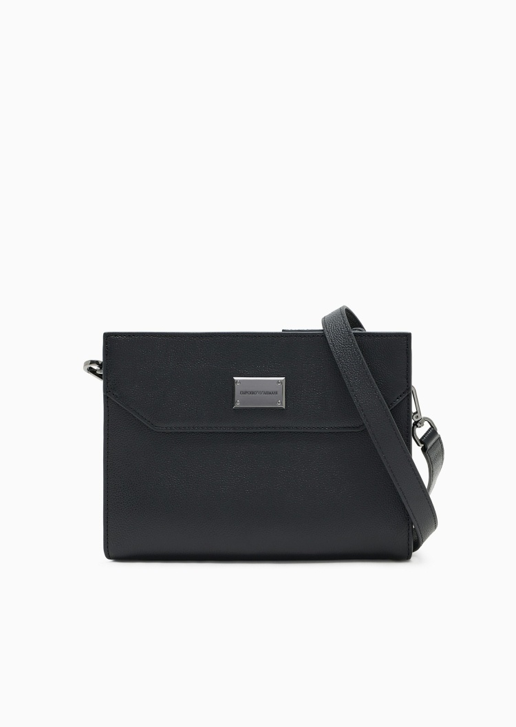 Emporio Armani 男士牛皮革拉链可拆肩带单肩斜挎包