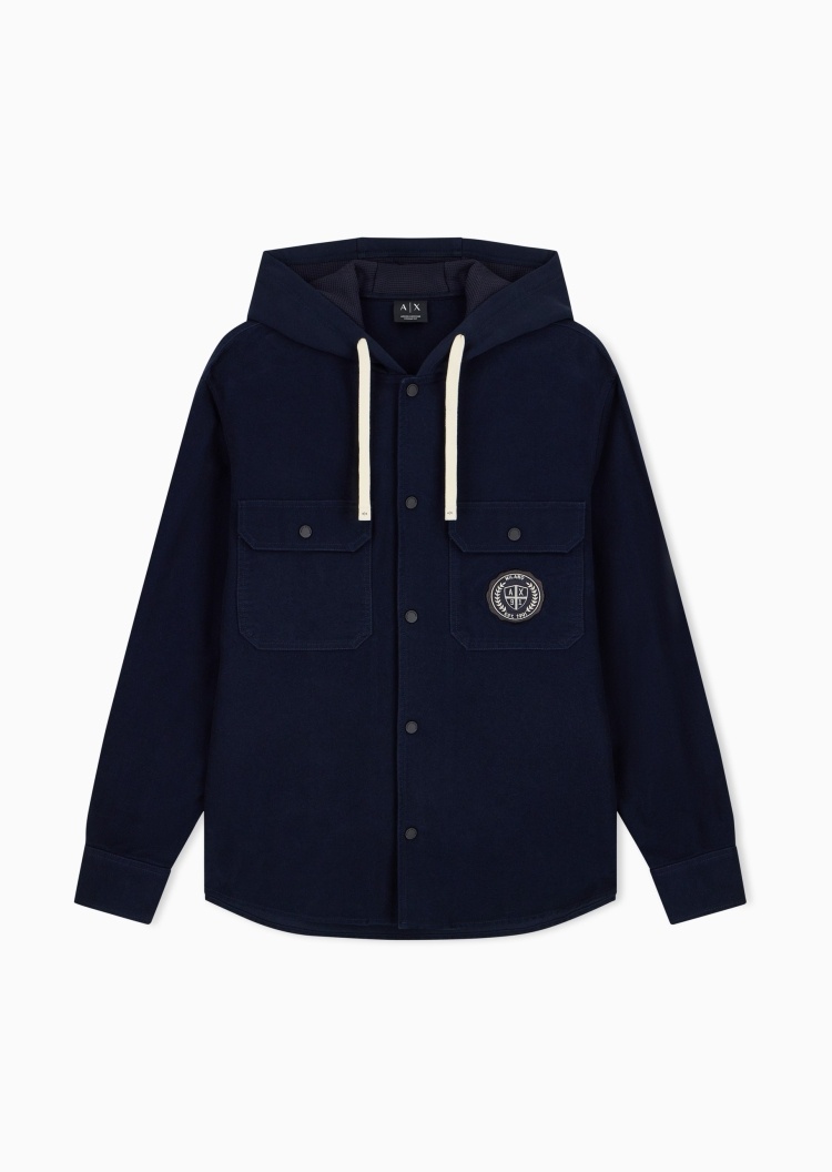 ARMANI EXCHANGE 男士长袖连帽休闲外套式工装衬衫