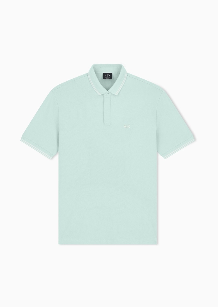 ARMANI EXCHANGE 男士微弹短袖翻领刺绣徽标Polo衫