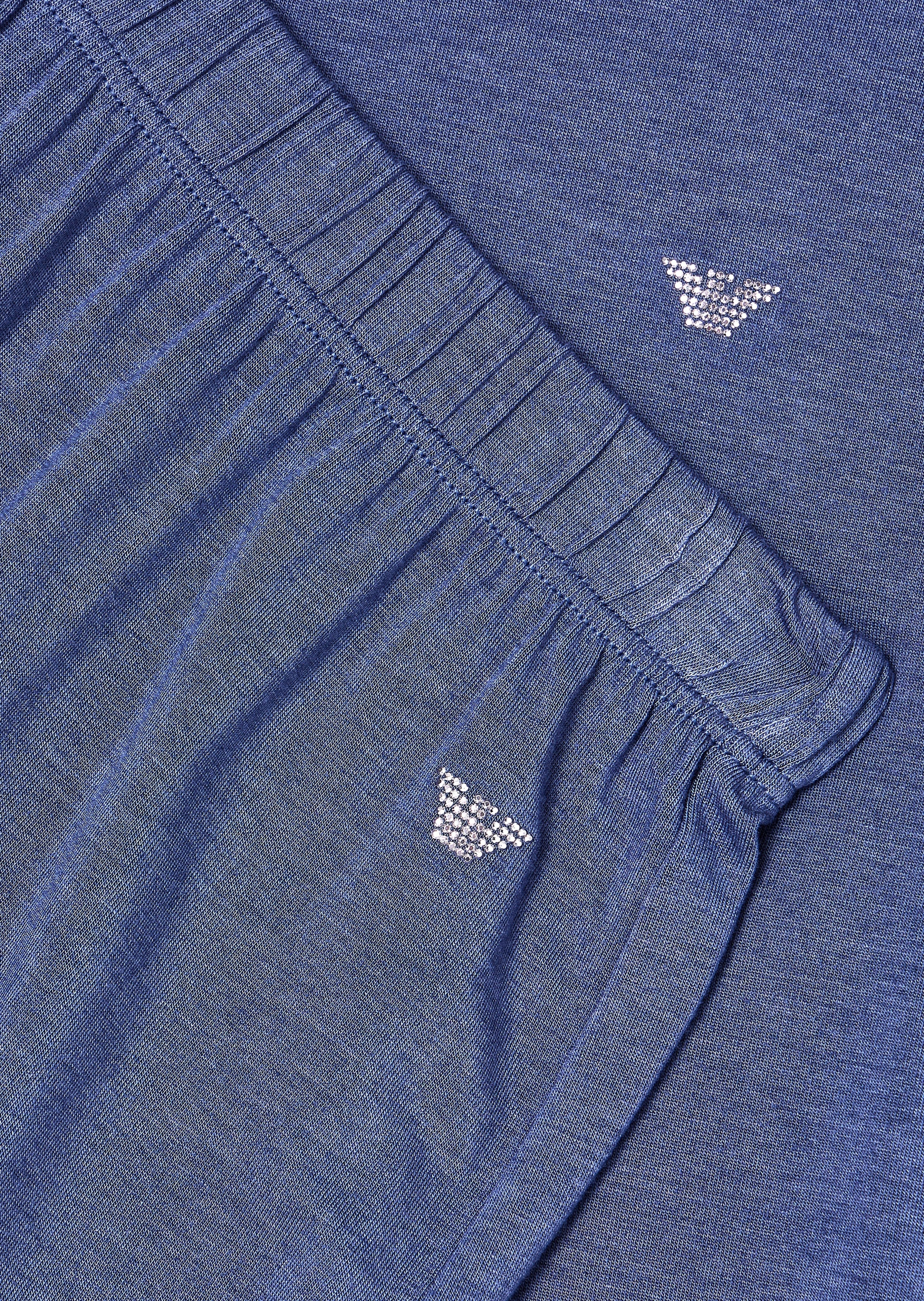 Emporio Armani 女士莱赛尔圆领长袖长裤水钻鹰标睡衣套装