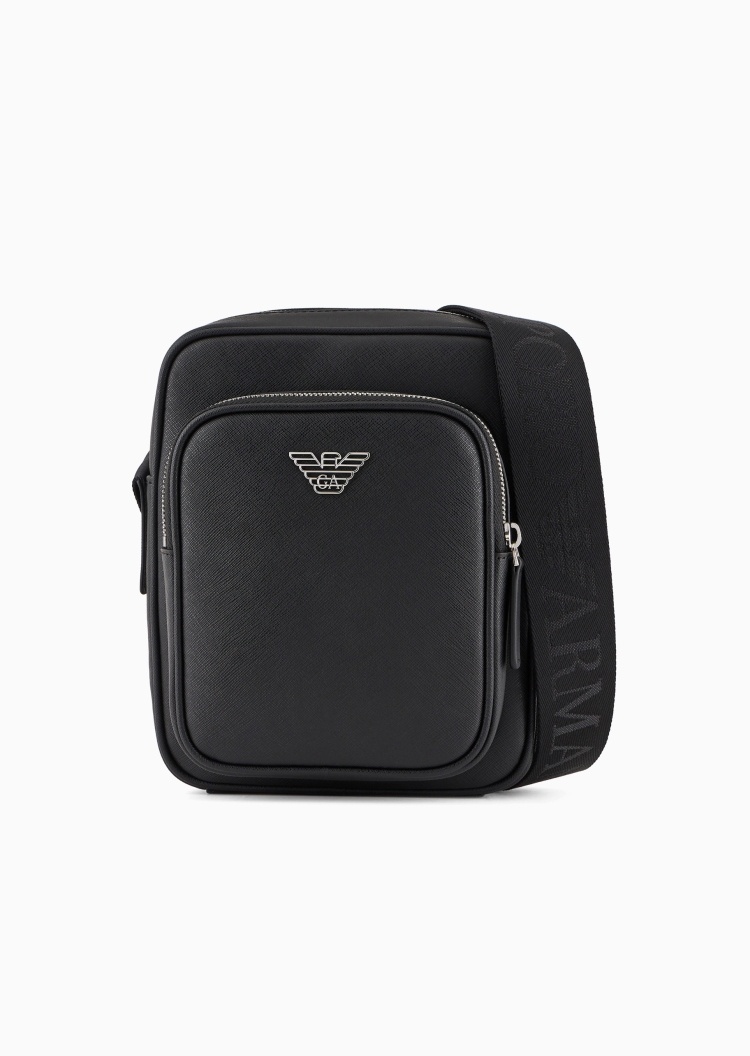 Emporio Armani 男士商务休闲通勤简约拉链单肩斜挎邮差包