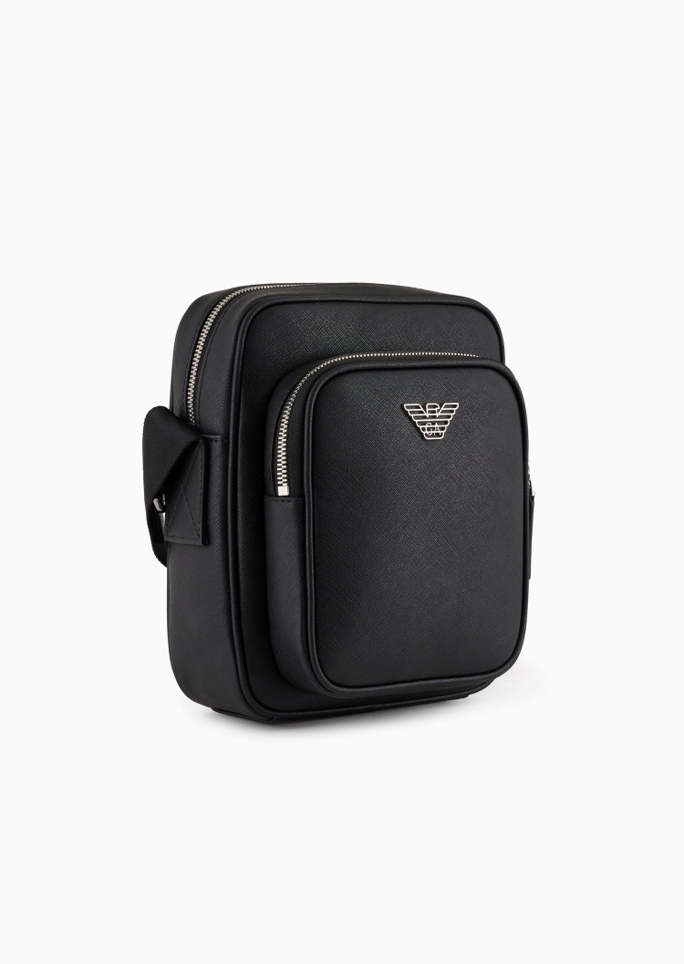 Emporio Armani 男士商务休闲通勤简约拉链单肩斜挎邮差包