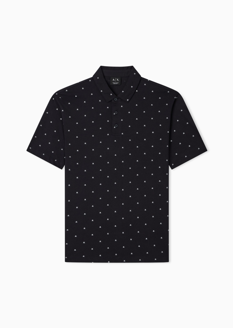 ARMANI EXCHANGE 男士翻领短袖正肩印花老钱风Polo衫