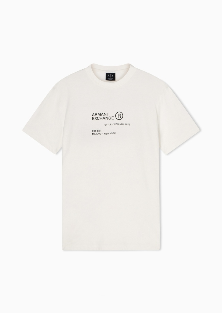 ARMANI EXCHANGE 男士纯棉合身短袖圆领正肩印花T恤