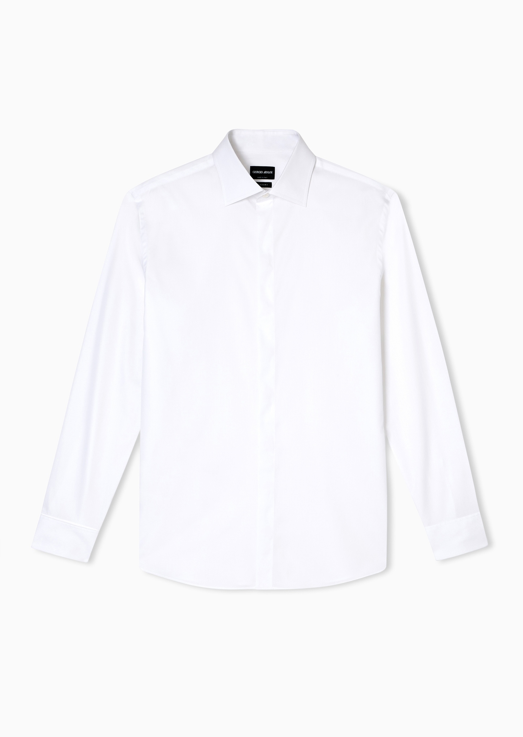 Giorgio Armani 男士纯棉长袖翻领商务正装纯色衬衫