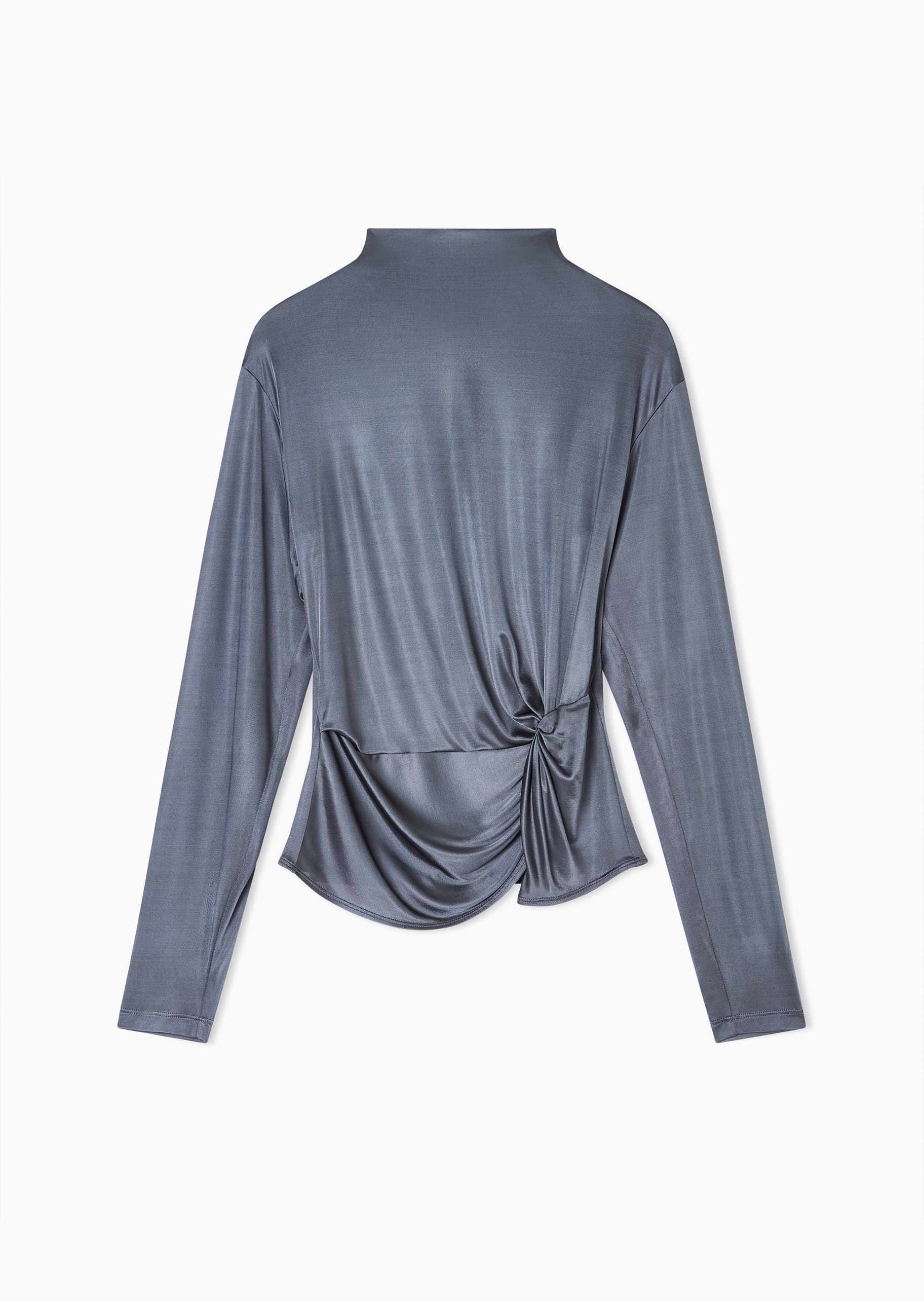 Giorgio Armani 女士长袖半高领褶皱收腰垂感针织衫