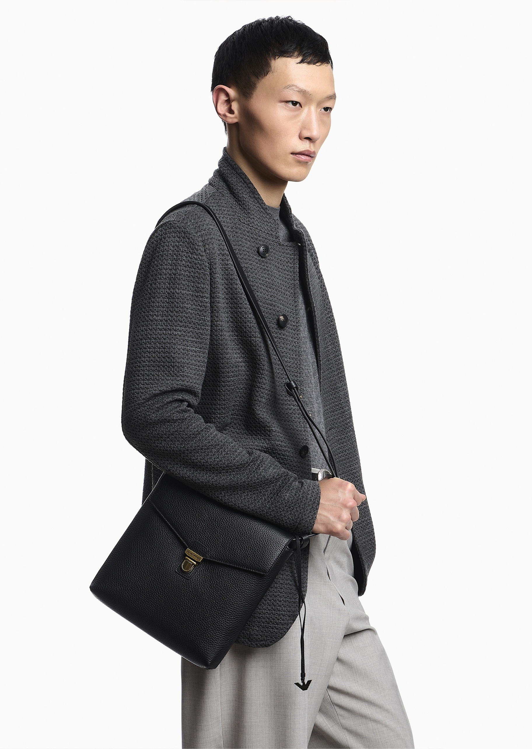 Emporio Armani 男士长袖立领单排扣休闲西装外套