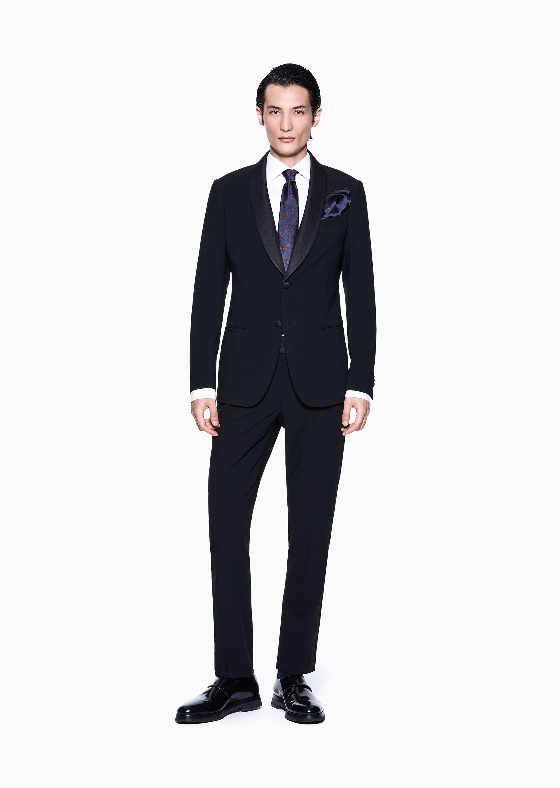 Giorgio Armani 男士纯棉长袖翻领商务正装纯色衬衫